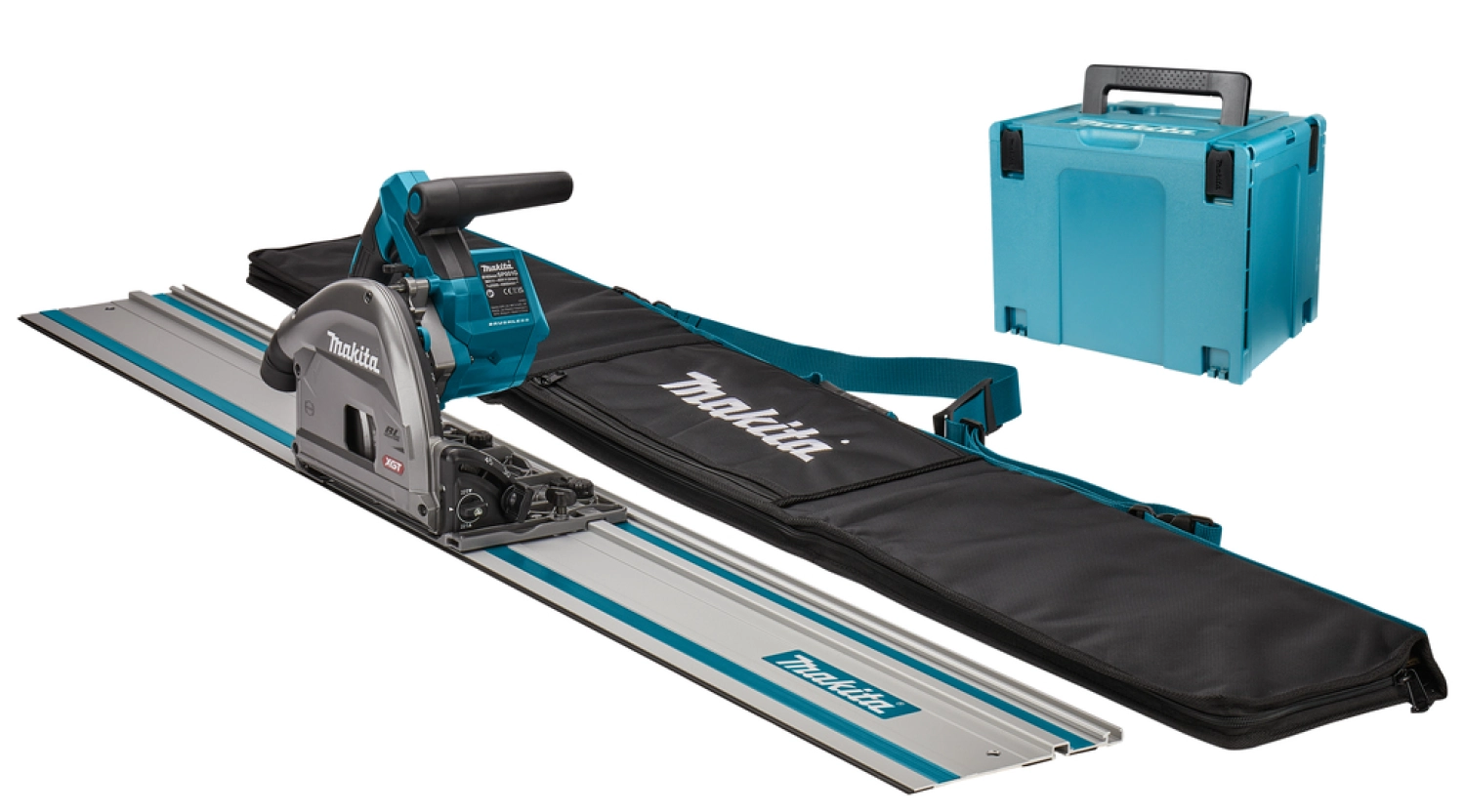 Makita SP001GZ04 XGT 40V Max Li-ion accu invalcirkelzaag body in Mbox met AWS zender + 1 geleiderail in tas - 165mm-image