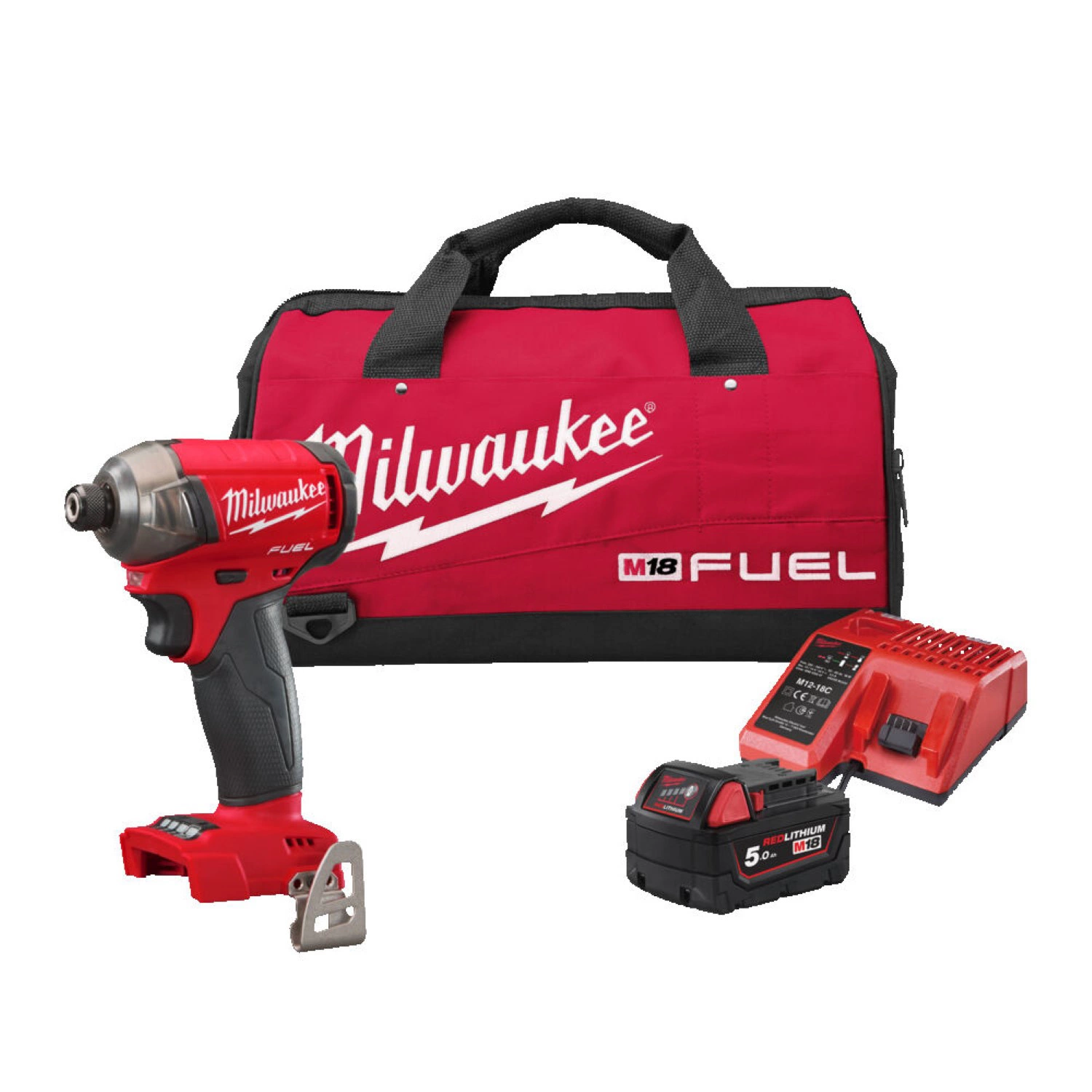 Milwaukee M18 FQID-501B 18V Li-ion accu slagschroevendraaier set (1x 5.0Ah accu) in tas-image