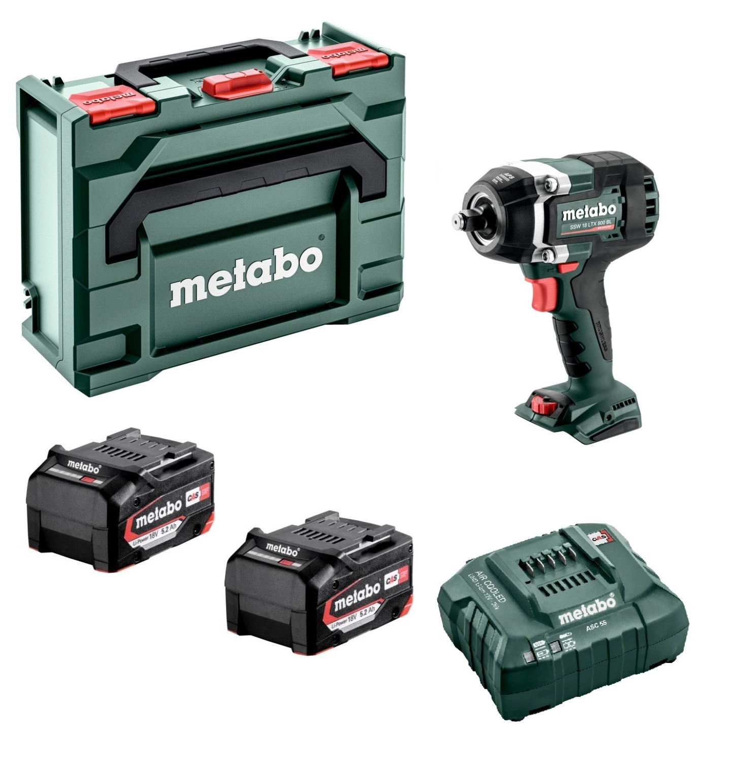 Metabo SSW 18 LTX 800 BL 18V Li-ion accu slagmoersleutel set (2x 5.2Ah accu) in metaBOX - 800Nm-image
