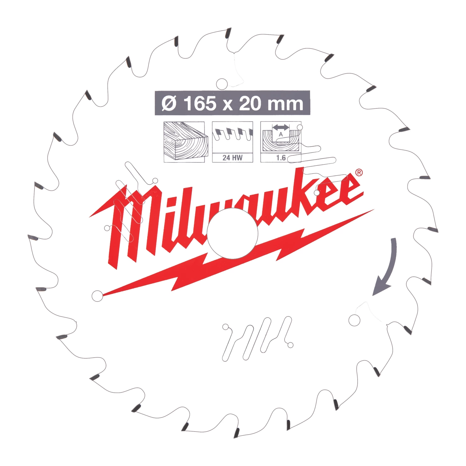 Milwaukee 4932471931 Cirkelzaagblad - 165x20x1,6mm - 24T-image