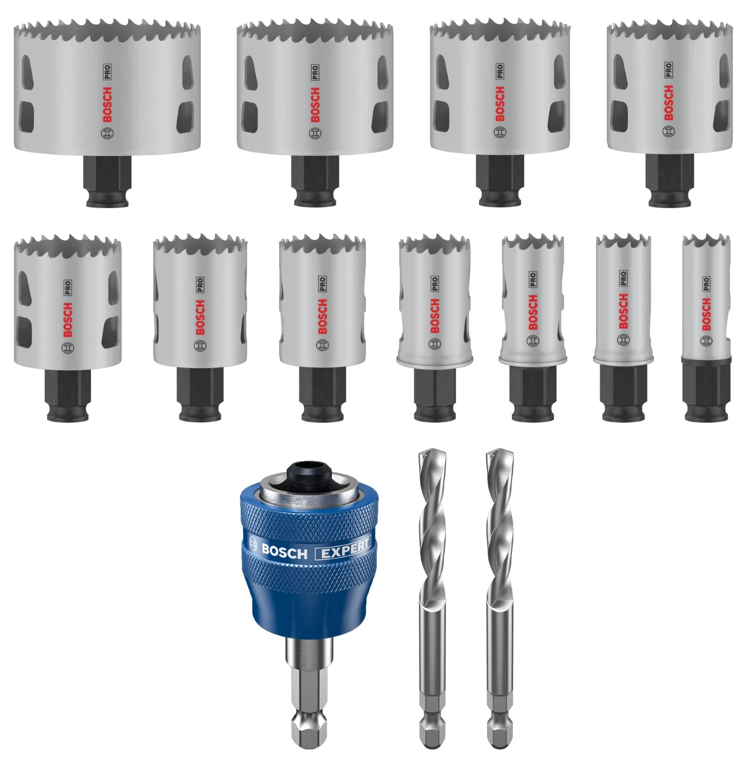 Bosch 2608594434 PRO Jeu de 14 scies-cloches PC Plus multi-matériaux - 19, 22, 25, 29, 35, 38, 44, 51, 57, 64, 76 mm-image