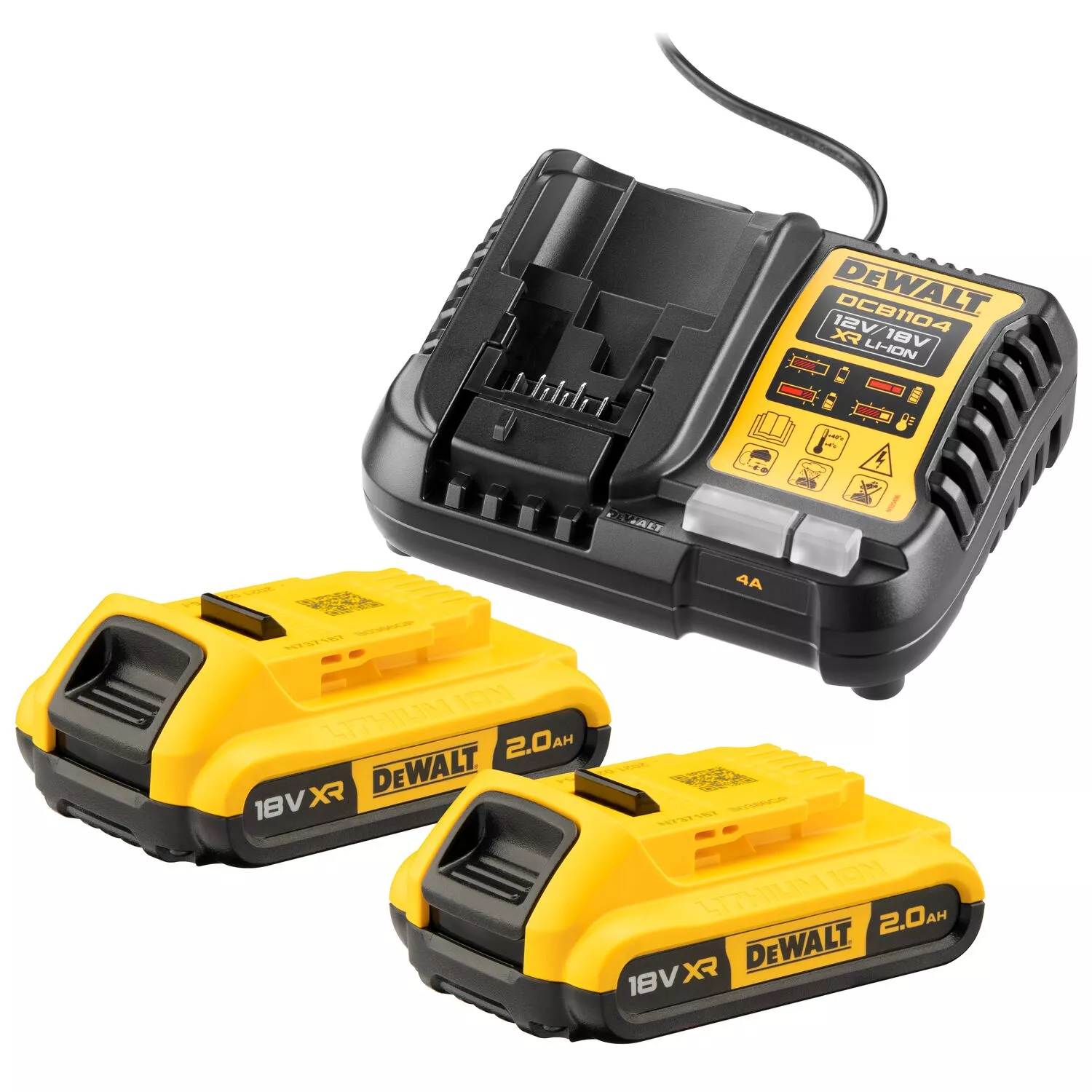 DeWALT DCB1104D2 18V Li-ion XR accu Starterset (2x 2.0Ah) + lader-image