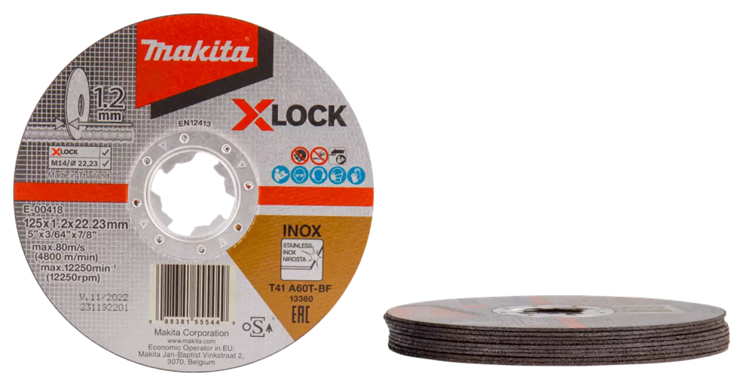10 disques à tronçonner Makita E-00418 - 125 x 22,23 x 1,2 mm - Acier inoxydable-image
