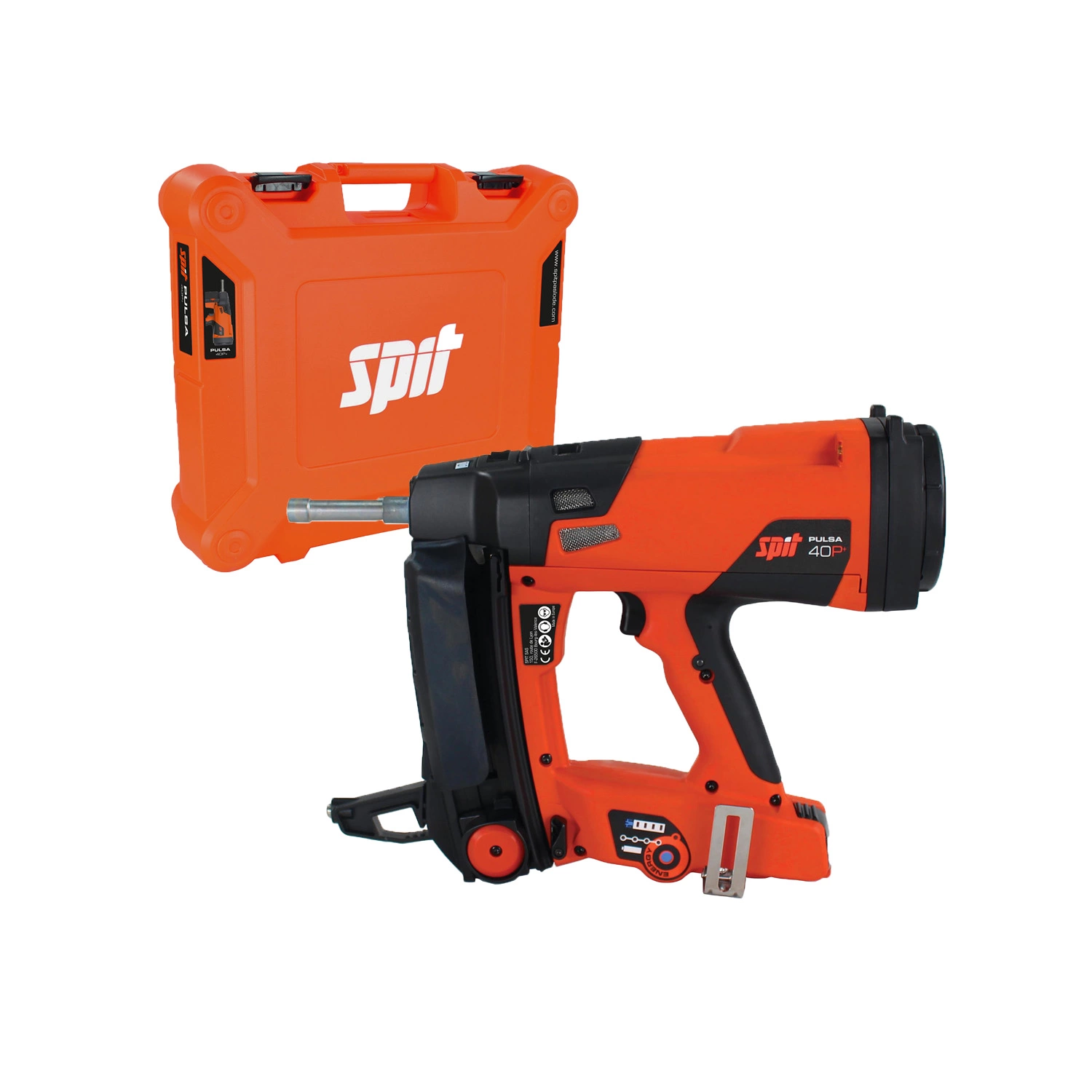 Spit 019652 Pulsa 40P+ Cloueuse à gaz pour la finition et la construction, kit dans un coffret - 15-40 mm - puissance de frappe 100 J-image
