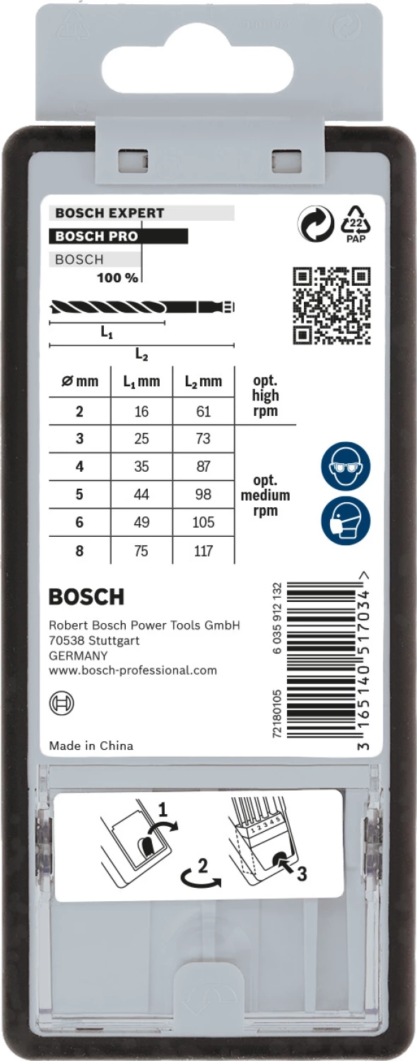 Bosch 2607019923 7-delige Robust Line Houtspiraalboor set in cassette - 2-8mm - zeskant opname-image