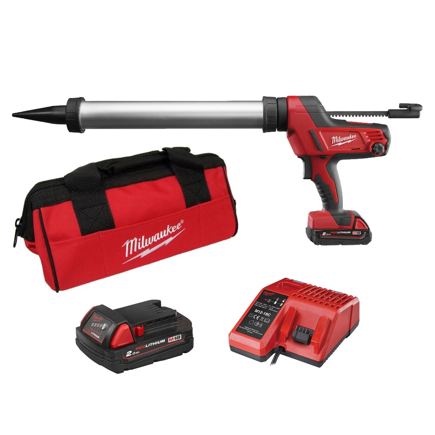 Milwaukee C18 PCG/600A-201B Li-Ion pistolet à colle / mastic avec porte-cartouche - 18V-image