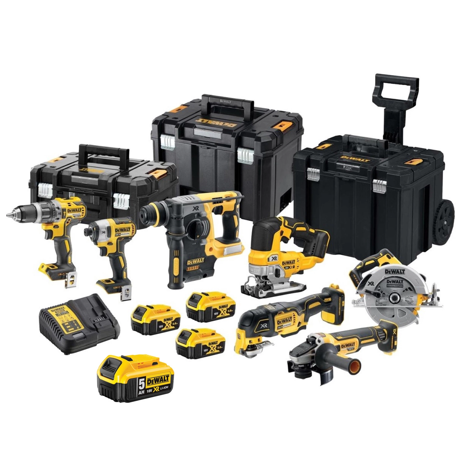 DeWALT DCK755P3T-SET 18V Li-ion XR accu 7-delige combiset (3x5.0Ah) in TSTAK + DCB184 accu 18V 5.0Ah - koolborstelloos-image