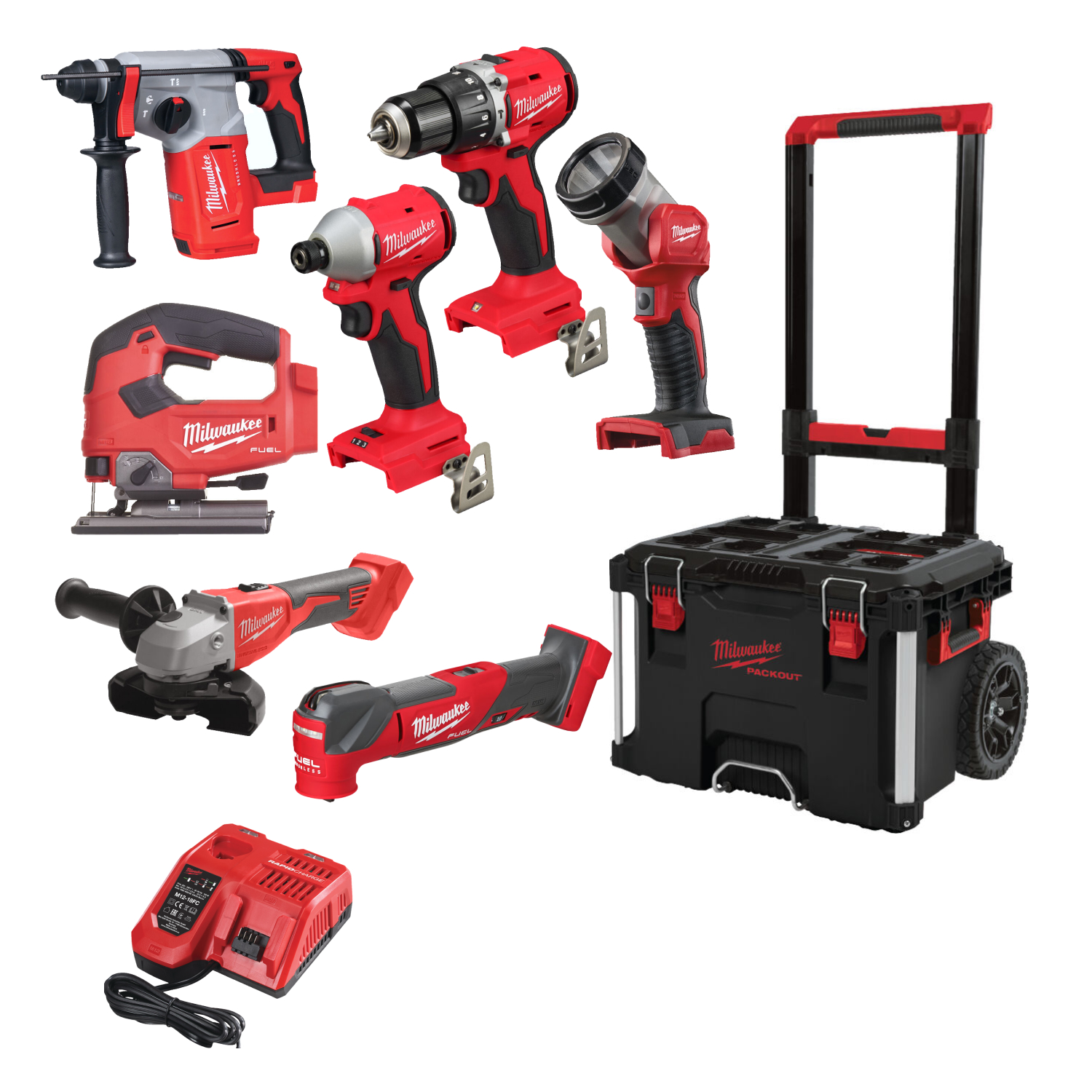 Milwaukee M18 FPP7E-503P 18V Li-ion Set combinée 7 pièces (3x 5.0Ah + 1x 2.0Ah) dans Packout-image