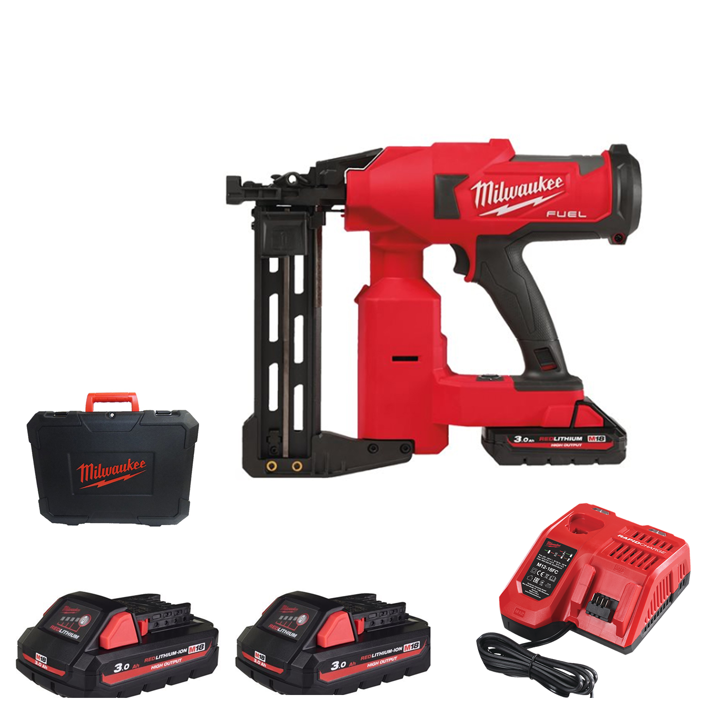 Milwaukee M18 FFUS-302C Agrafeuse sans fil 18 V Li-Ion pour clôtures (2 batteries 3,0 Ah) dans un coffret-image