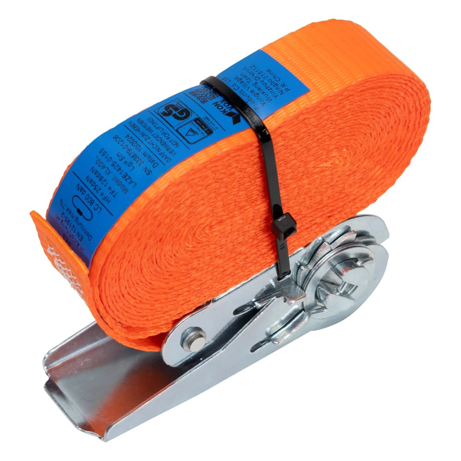 Konvox LAZE1425-0153 Spanband eindloos met ratelgesp CD - 3m x 25mm - 800 daN - Oranje-image