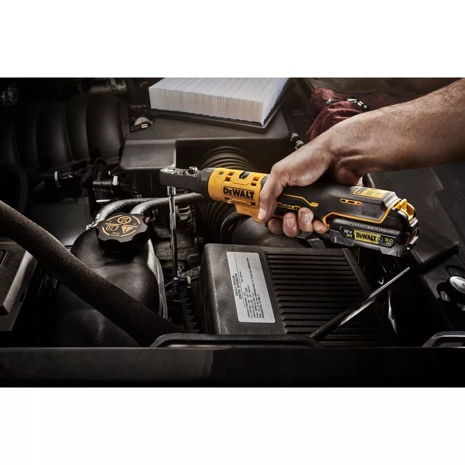 DeWALT DCF500L2G Jeu de clés à cliquet coudées sans fil 12 V Li-ion (1 batterie 3,0 Ah) dans un insert - 1/4'“ et 3/8”'-image