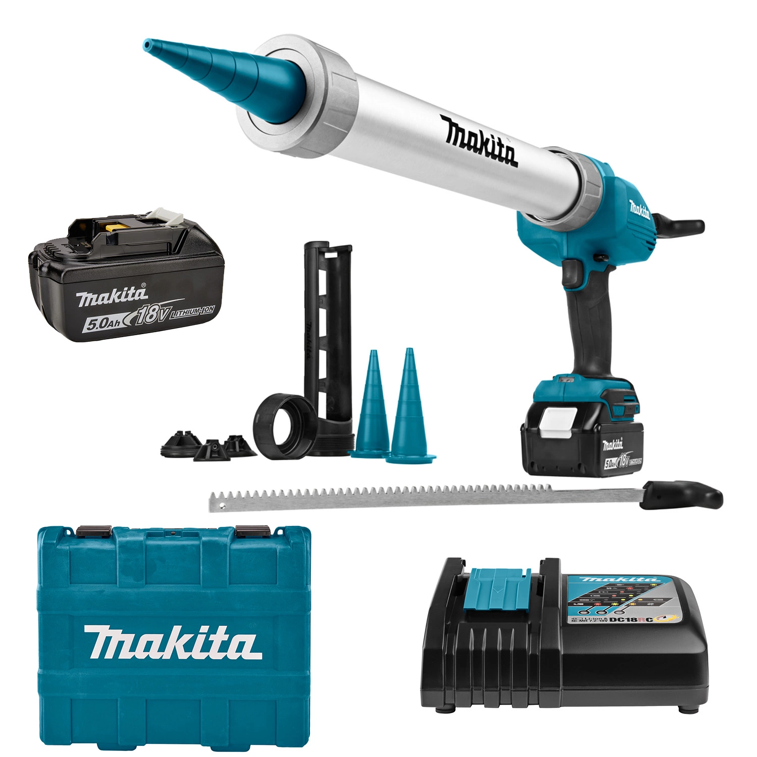 Makita DCG180RTX Pistolet à colle sans-fil - 18V Li-ion - Batterie (1x 5,0 Ah) - Coffret & support cartouche inclus-image