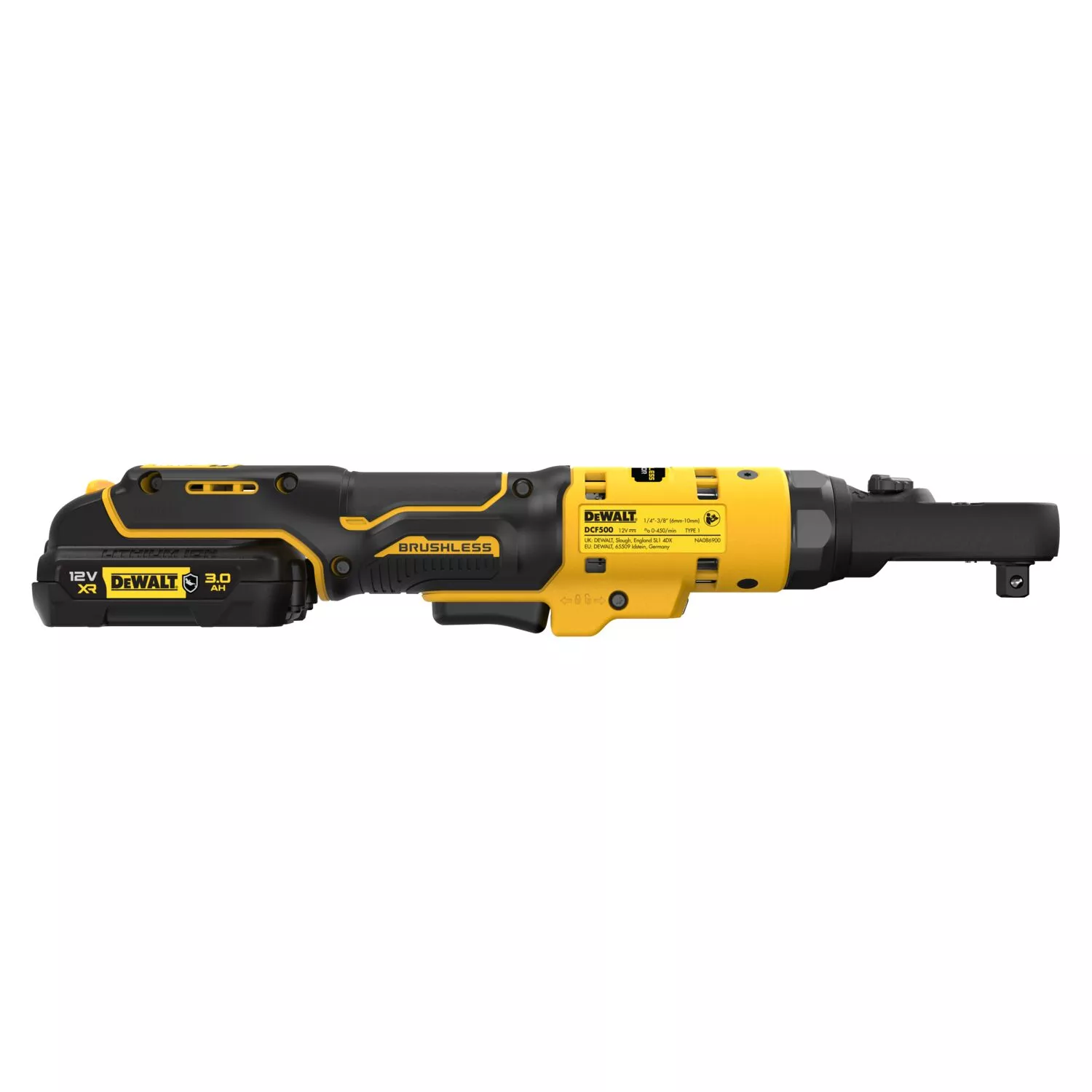 DeWALT DCF500L2G Jeu de clés à cliquet coudées sans fil 12 V Li-ion (1 batterie 3,0 Ah) dans un insert - 1/4'“ et 3/8”'-image