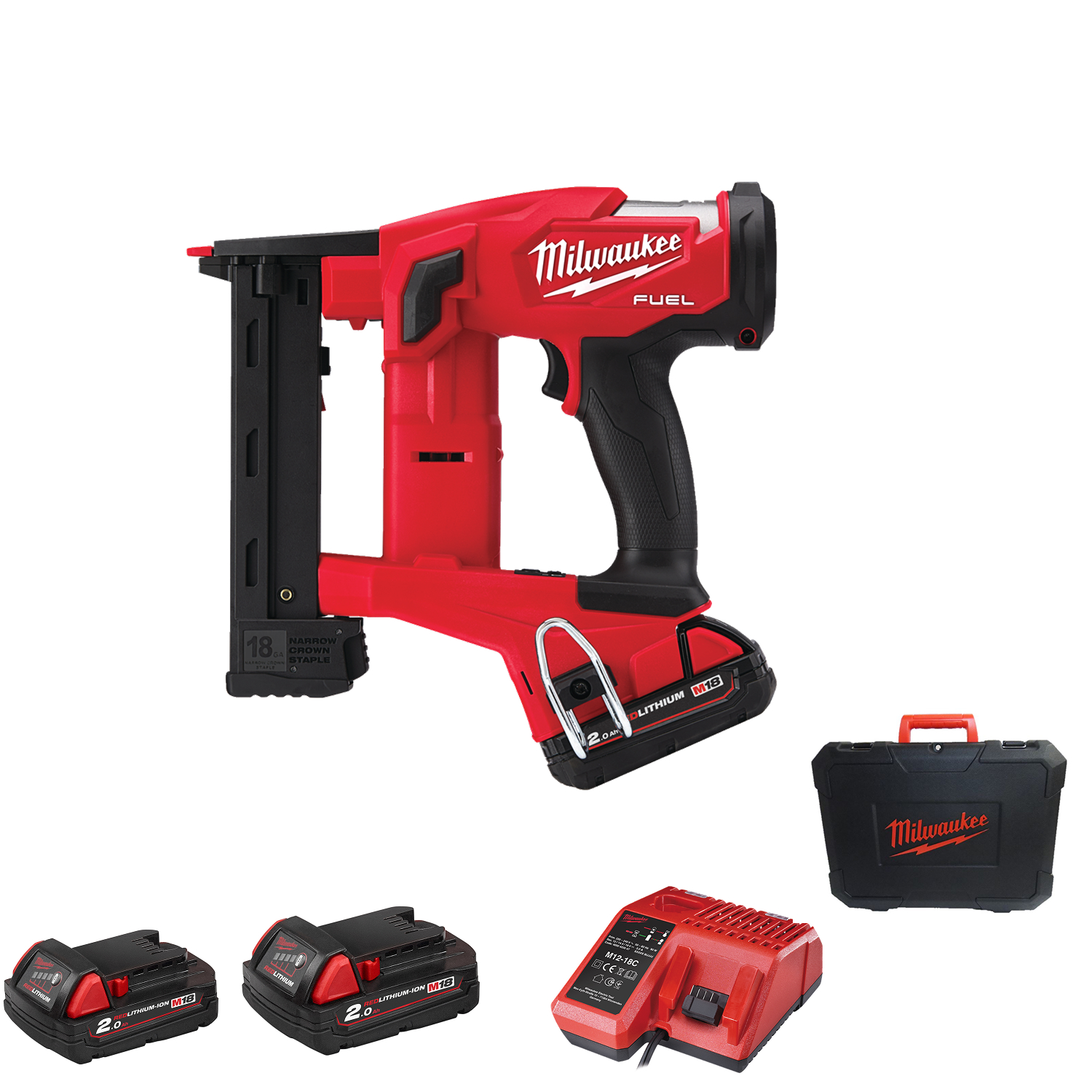 Milwaukee M18 FNCS18GS-202X Kit de cloueuse sans fil 18 V Li-Ion (2 batteries 2,0 Ah) dans un coffret HD - 9,5/38 mm-image