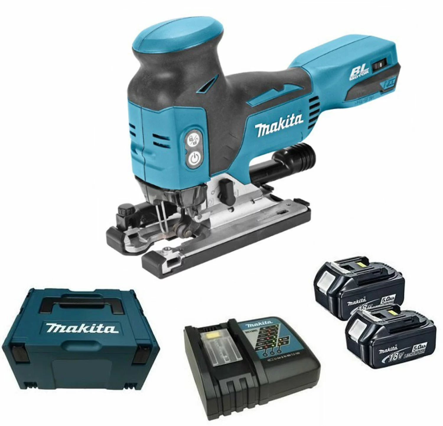 Makita DJV181RTJ Scie sauteuse à batteries 18V Li-on (2x batterie 5.0Ah) dans MAKPAC - moteur sans charbon - Poignée en T - variable-image