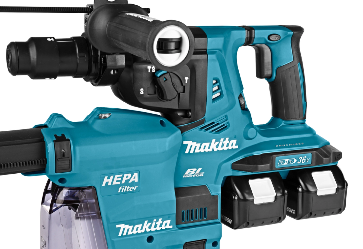 Makita DHR283ZWJU 36V (2x 18V) Li-Ion Accu SDS-plus combihamer incl. stofafzuiging body in Mbox - 2,9J - koolborstelloos-image