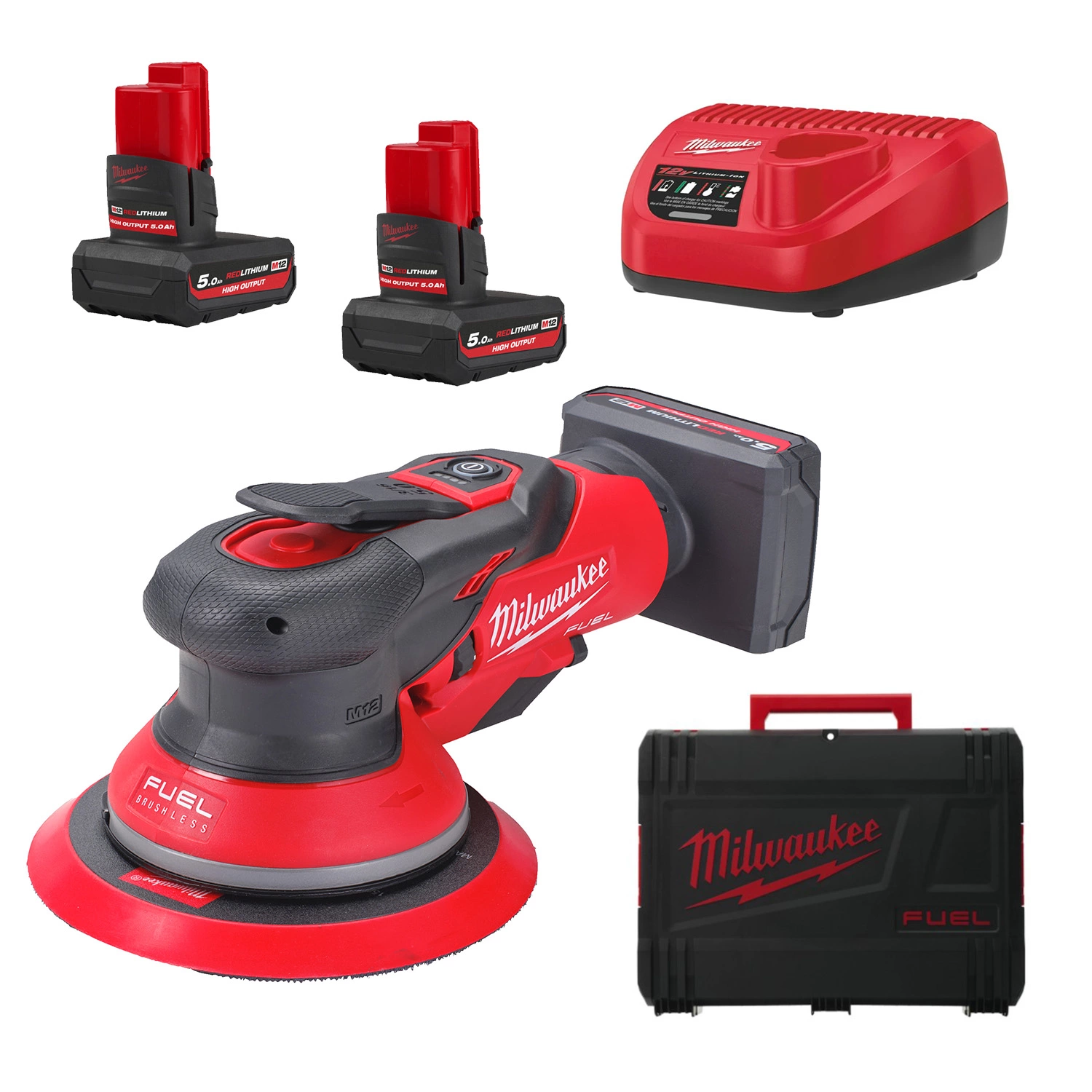 Milwaukee M12 FROS5-502X Batterie Li-ion 12 V Ensemble de ponceuses excentriques (2 batteries 5,0 Ah) dans une boîte HD - 150 mm-image