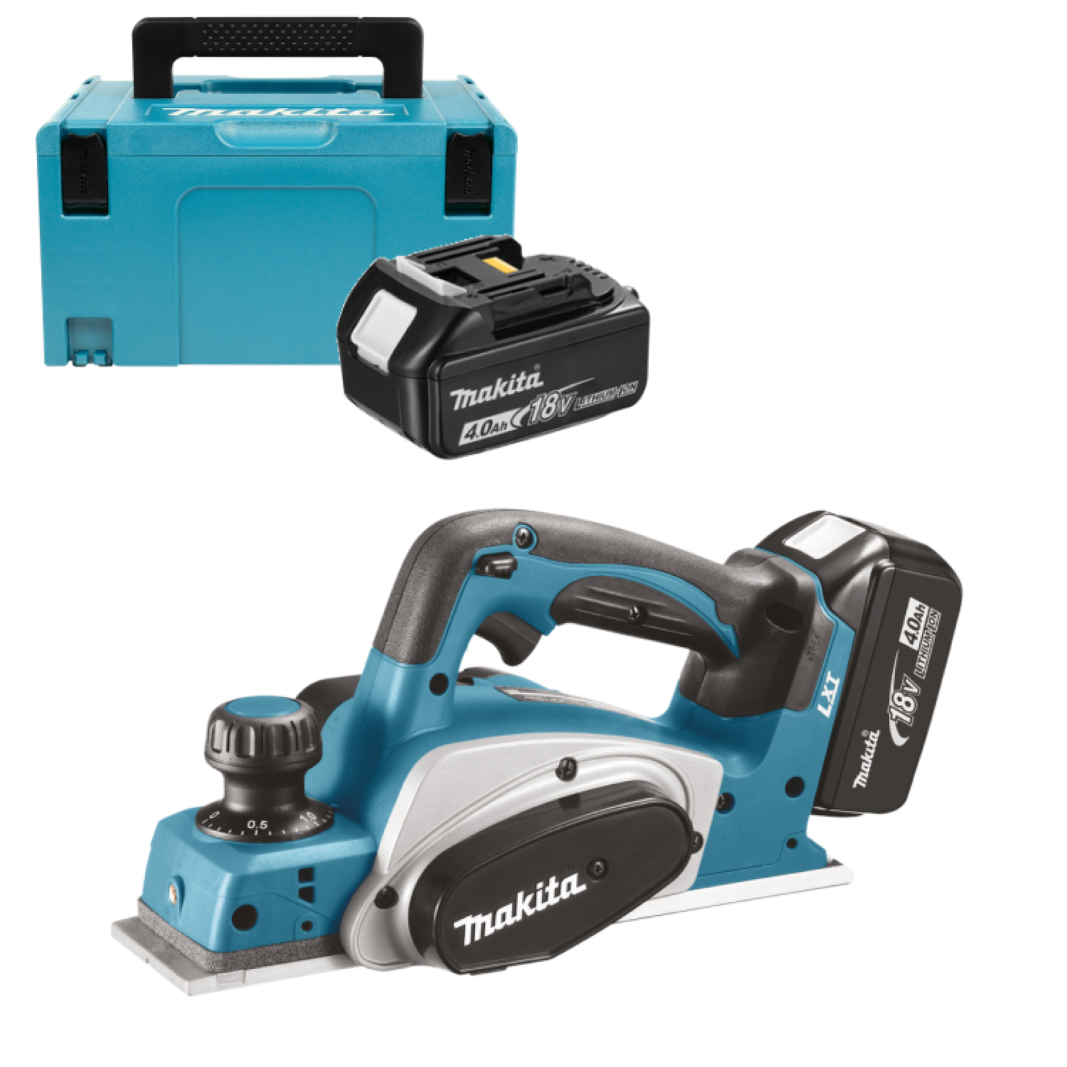 Makita DKP180RFJ 18V Li-Ion Accu schaafmachine set (2x 3.0Ah accu) in Mbox - 82mm - 2mm-image