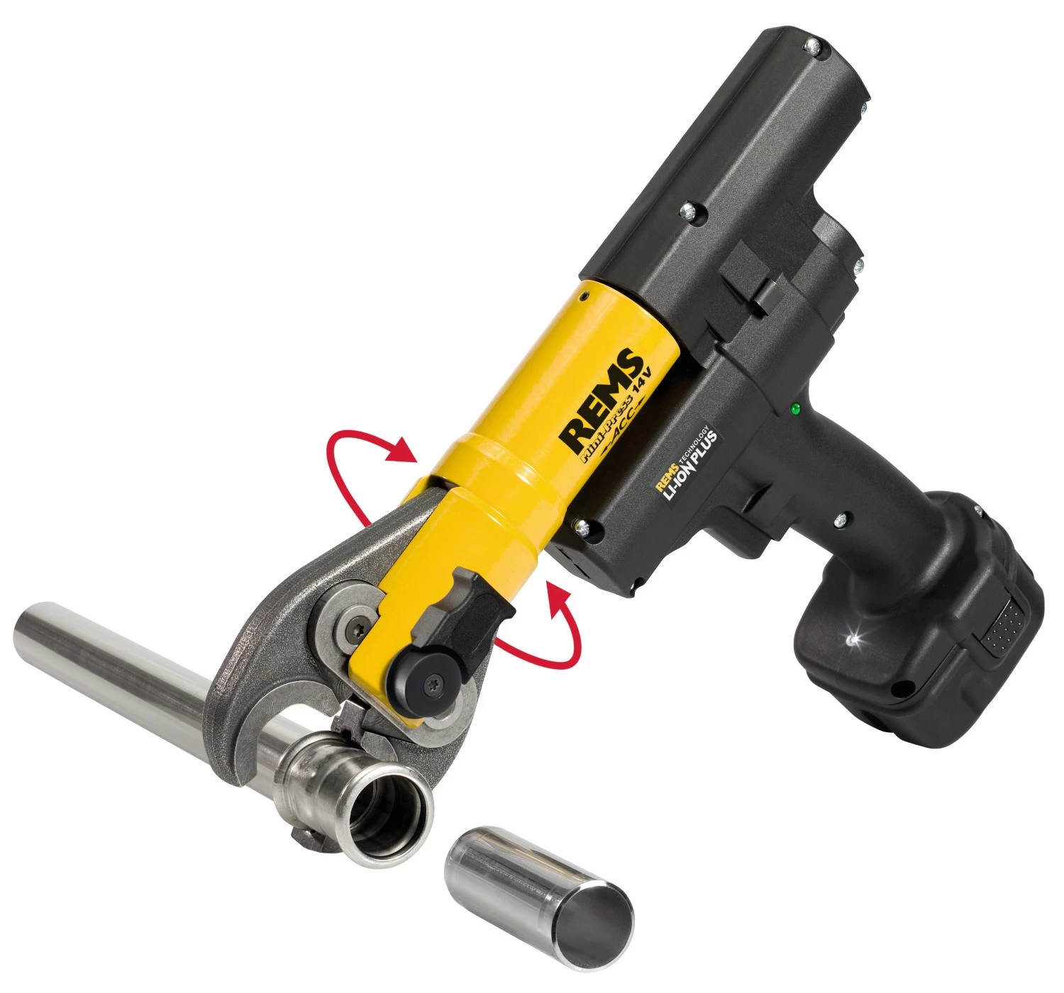 Rems Akku-Press ACC 14,4V Li-Ion accu Radiaalpersmachine incl. 3x Persbek set (1x 3.2Ah accu) in koffer - M15 M22 M28-image