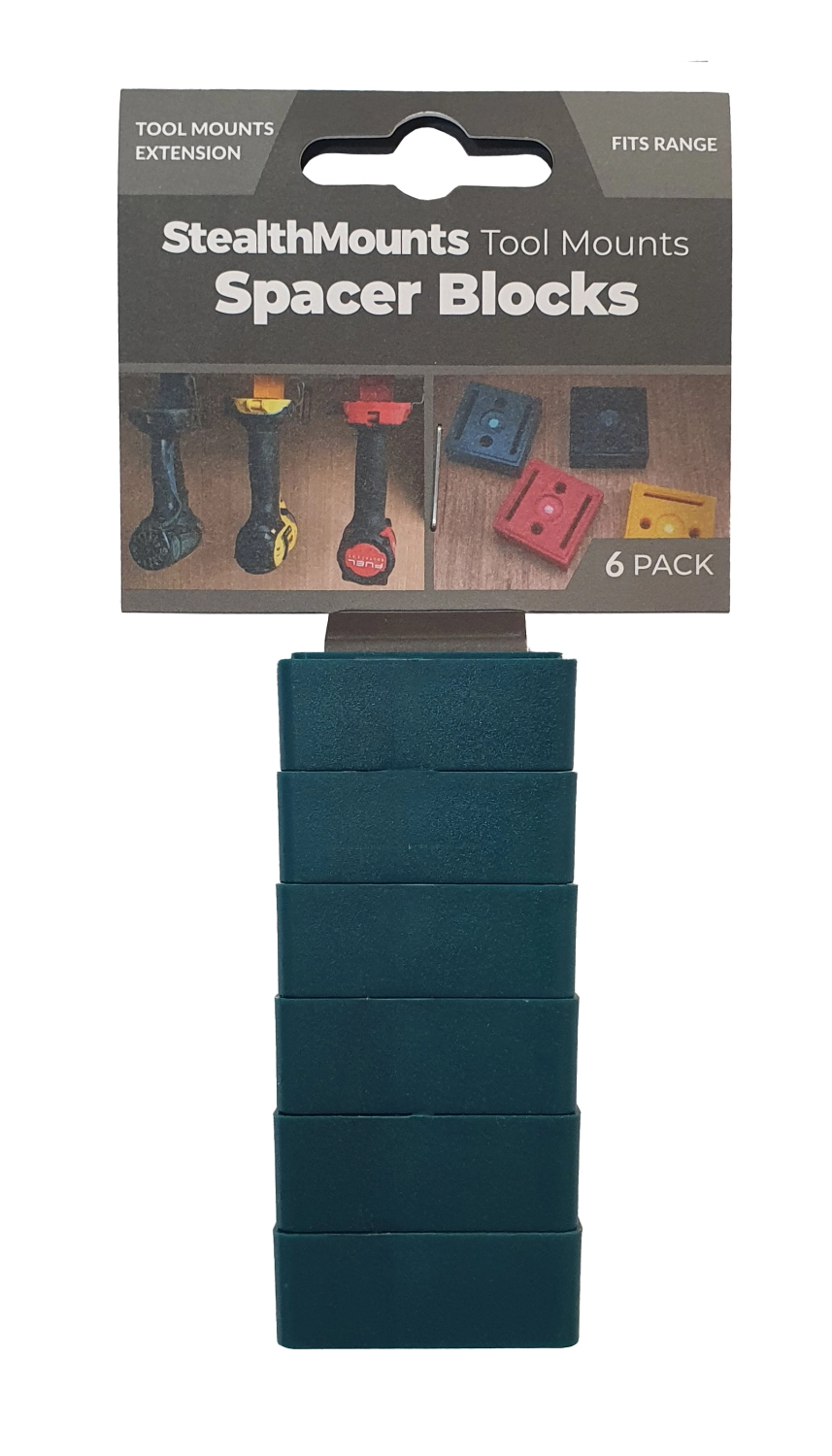 StealthMounts TMSPACE-BLU-6 Tool Mount Spacer Blocks Afstandhouder voor machinehouders - 12mm - voor Makita LXT - Blauw - 6 stuks-image