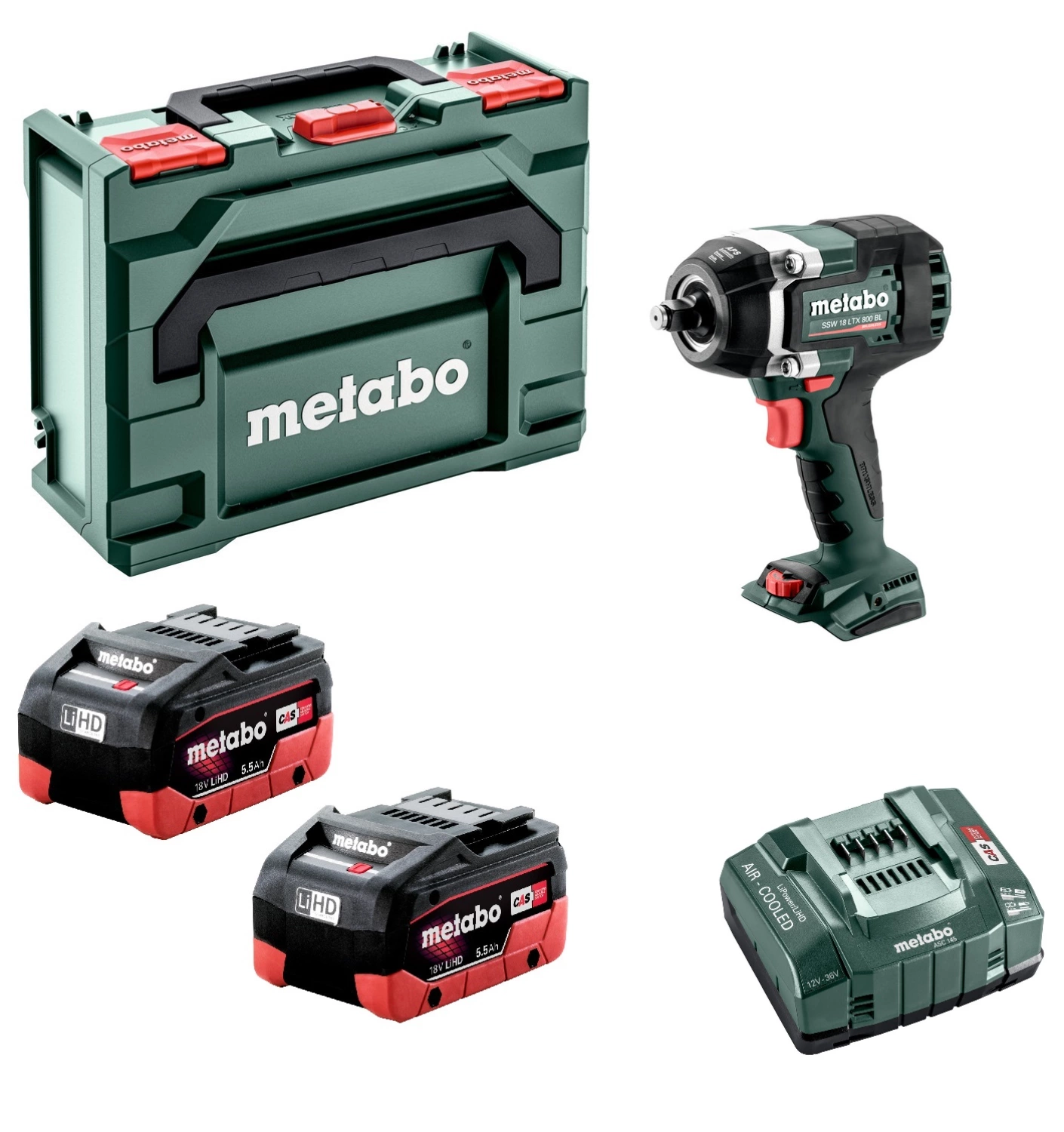 Metabo SSW 18 LTX 800 BL 18V Li-ion accu slagmoersleutel set (2x 5.5Ah accu) in metaBOX - 800Nm-image