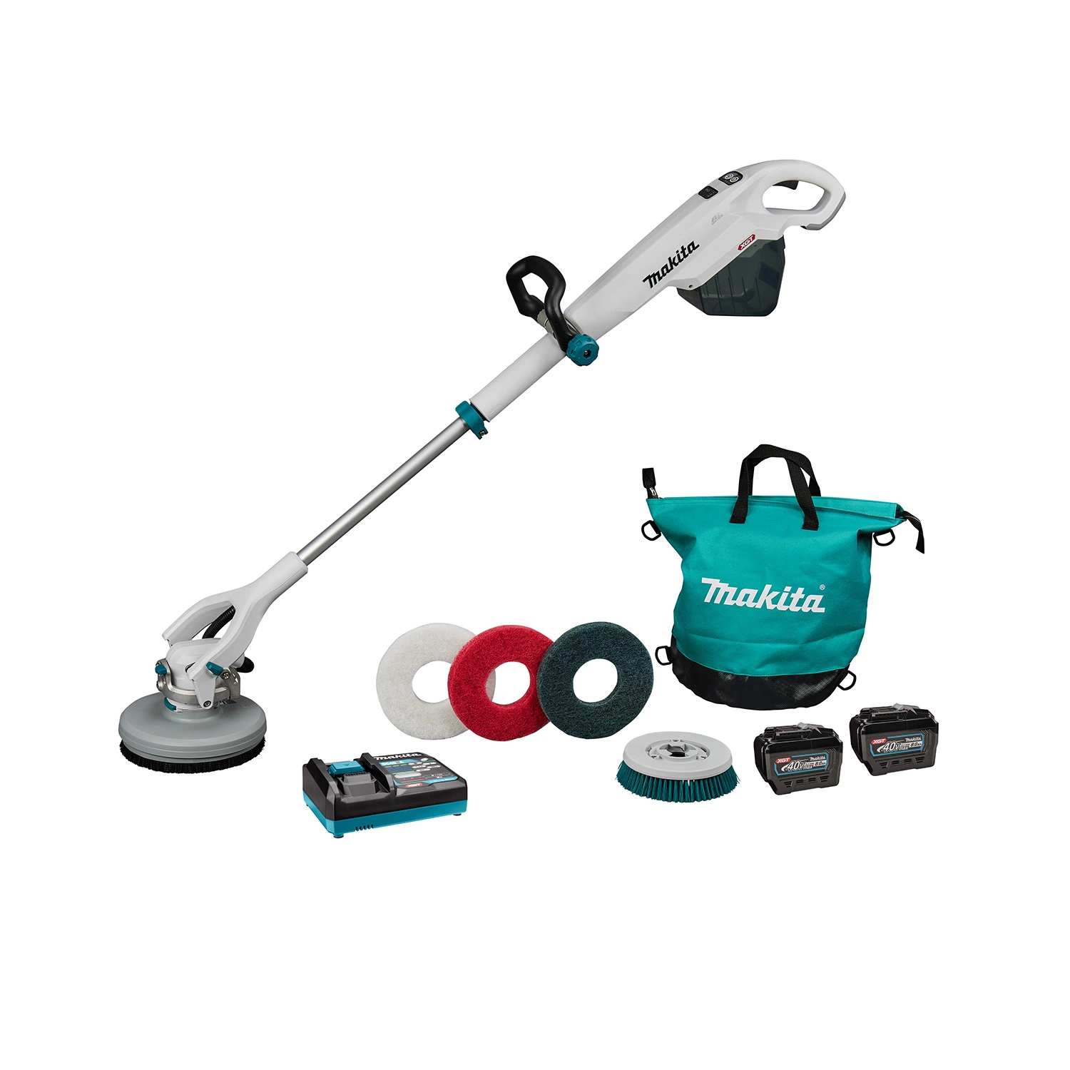 Makita PS001GL2NL1 XGT 40 V Max Kit de récureuse/polisseuse sans fil (2 batteries 8,0 Ah)-image