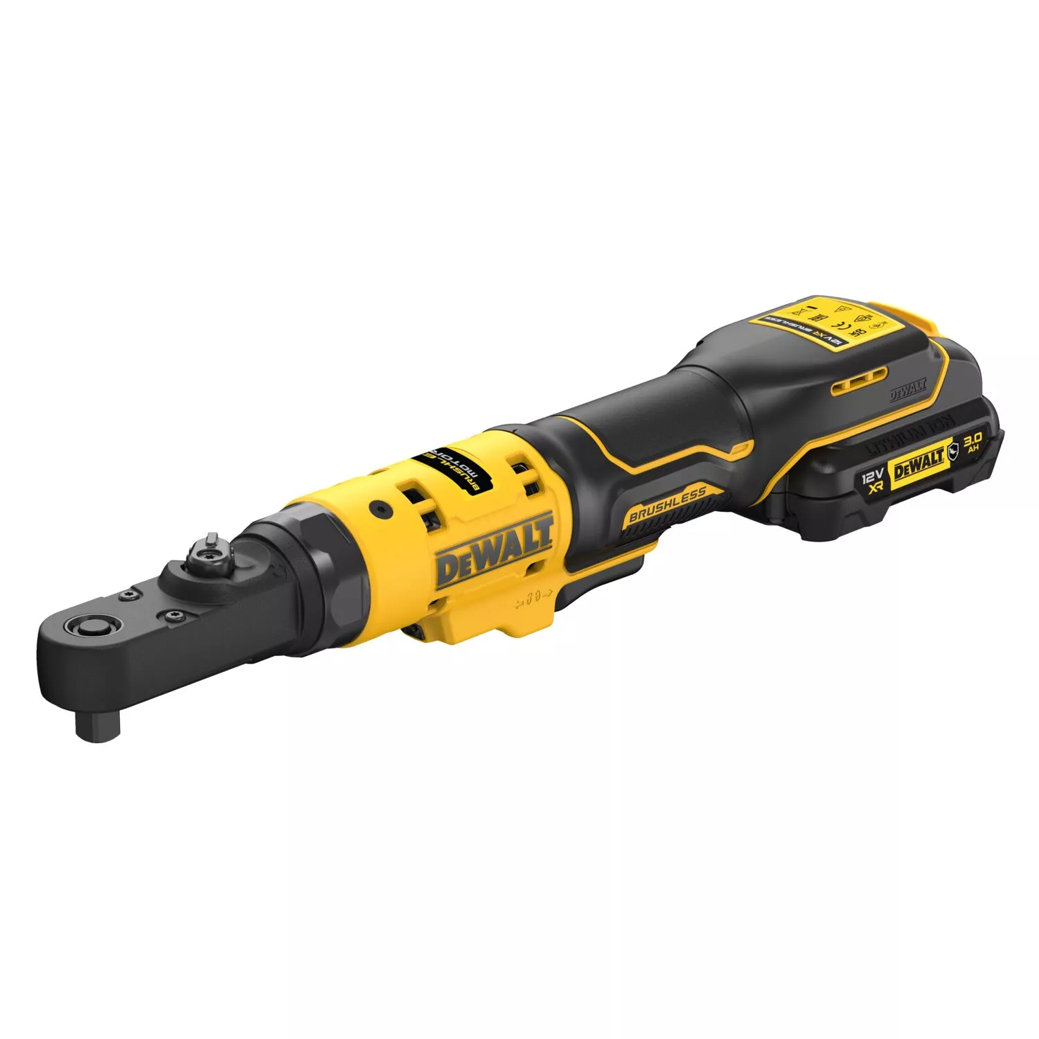 DeWALT DCF500L2G Jeu de clés à cliquet coudées sans fil 12 V Li-ion (1 batterie 3,0 Ah) dans un insert - 1/4'“ et 3/8”'-image