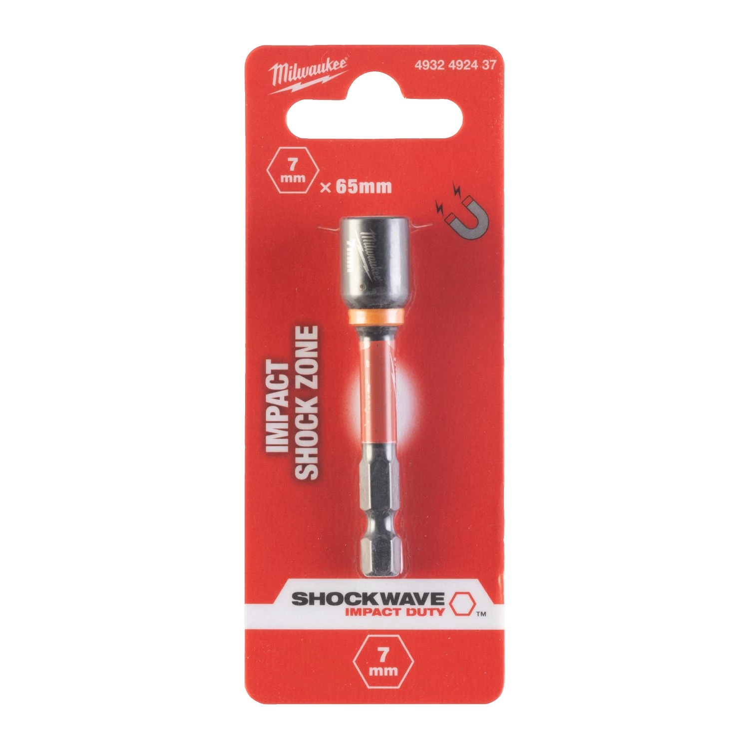 Milwaukee 4932492437 SHOCKWAVE™ Magnetische slagdop - Hex7 x 65mm (1st)-image