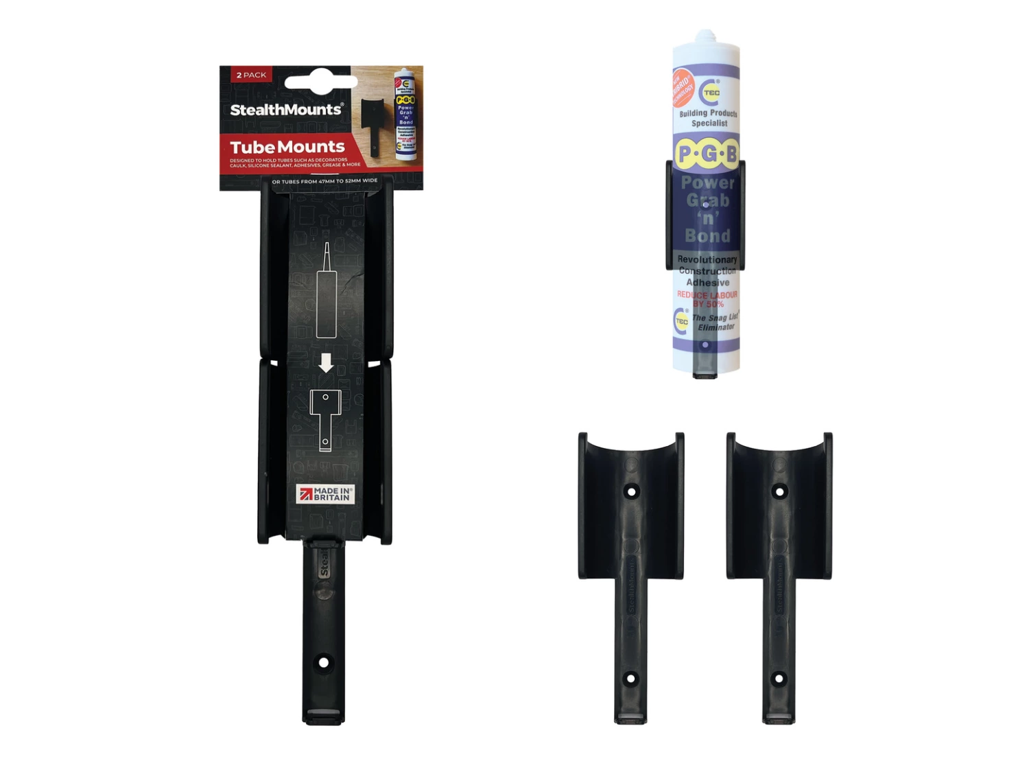 StealthMounts OM-TBE-V2-BLK-2 Silicone houder V2 - Zwart - 2 stuks-image