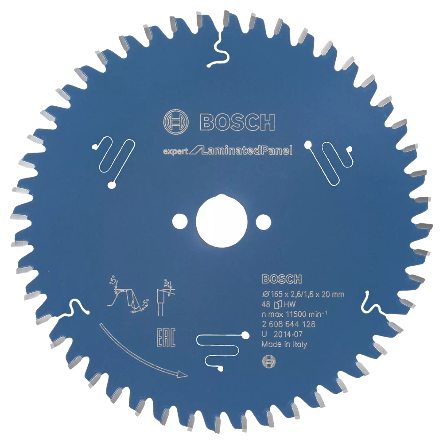 Bosch 2608644128 Expert Cirkelzaagblad - 165 x 20 x 48T - Gemelamineerde Plaat - Carbide-image