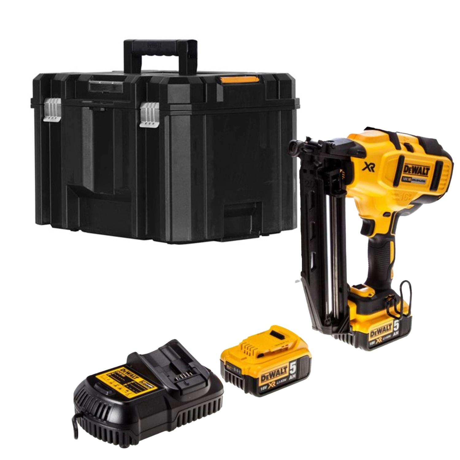 DeWALT DCN660P2-QW 18V Li-ion XR accu afwerktacker set (2x 5.0Ah) in koffer - 32-63mm - 16 Gauge - koolborstelloos-image