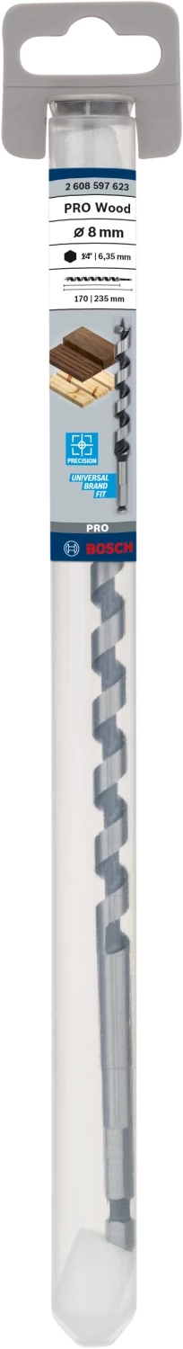 Bosch 2608597623 - Mèche à bois hélicoïdale, six pans 8 x 170 x 235 mm, d 6,35 mm-image