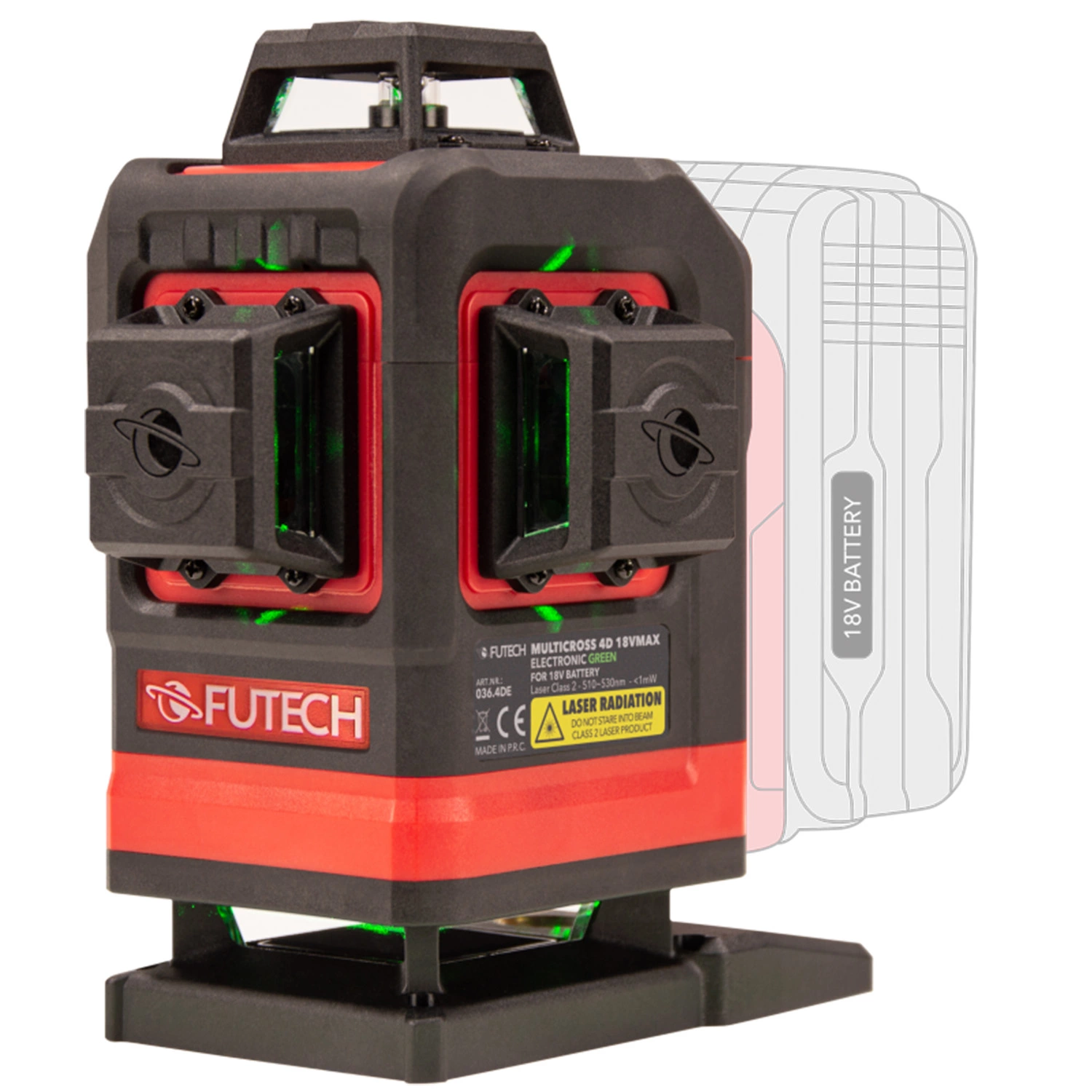 Futech Multicross 4D 18VMAX Electronic Kruislijnlaser - groen - 4 lijnen - IP54-image