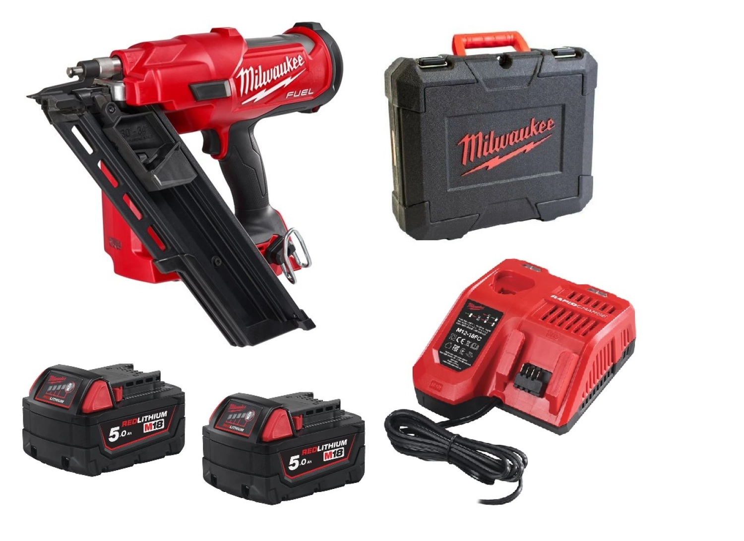 Milwaukee M18 FFN-502C 18V Li-Ion accu tacker set (2x 5.0Ah accu) in koffer - 2,9-3,32mm - 50-90mm-image