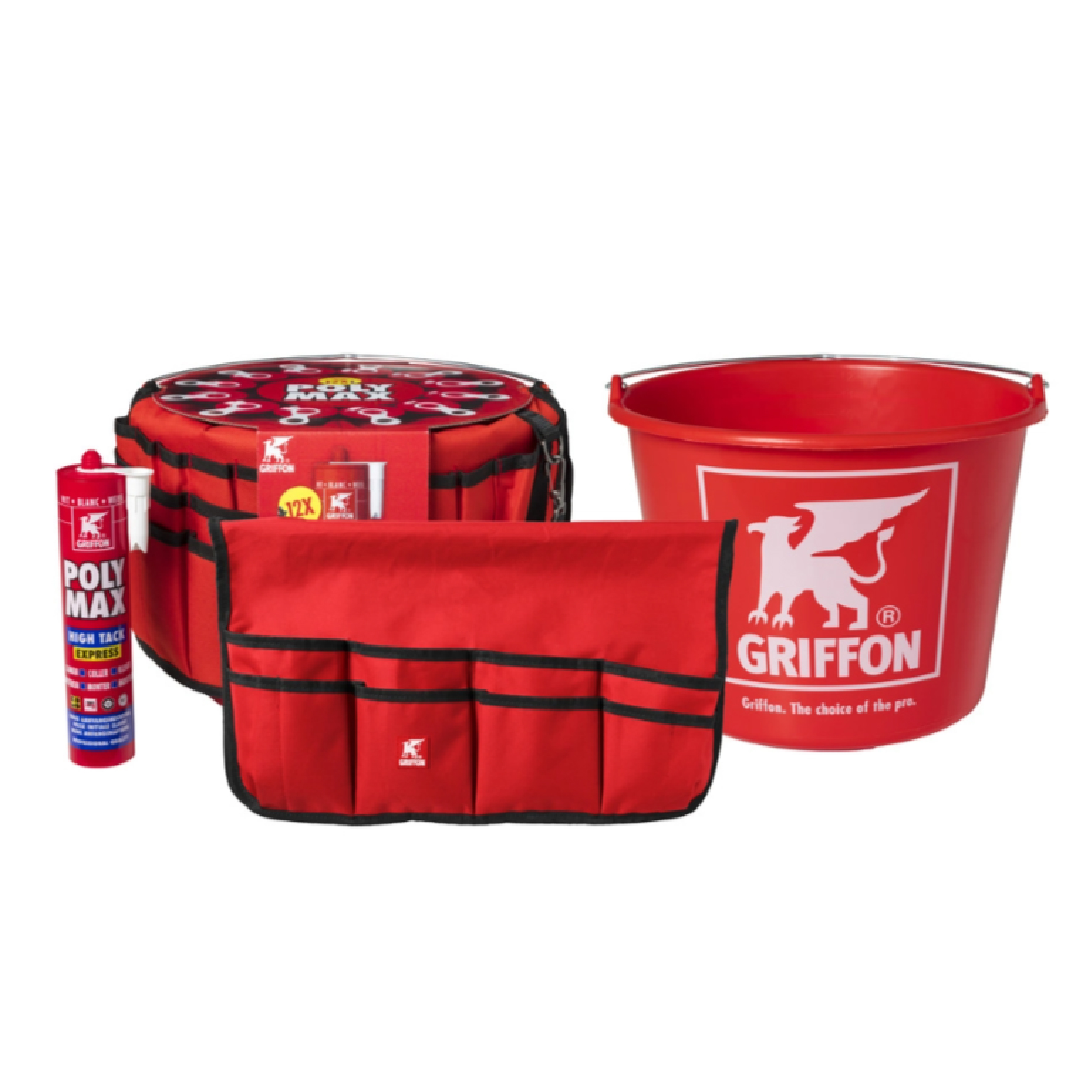 Griffon Poly Max High Tack Express Montagelijm in gratis emmer met multifunctionele gereedschaporganizer (12 st.)-image
