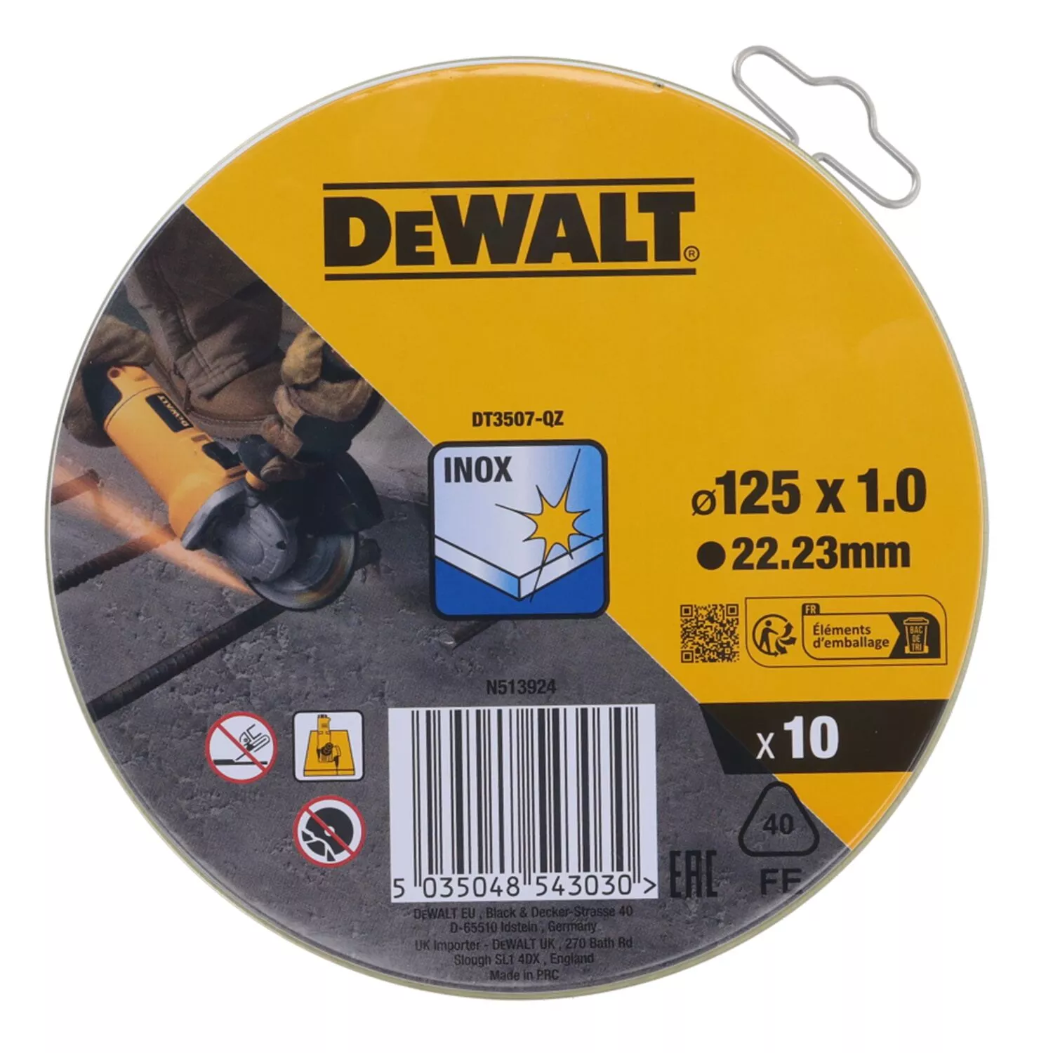 DeWALT DT3507 - Disques à tronçonner - 125 x 22,23 x 1,0mm - inox (10pcs)-image