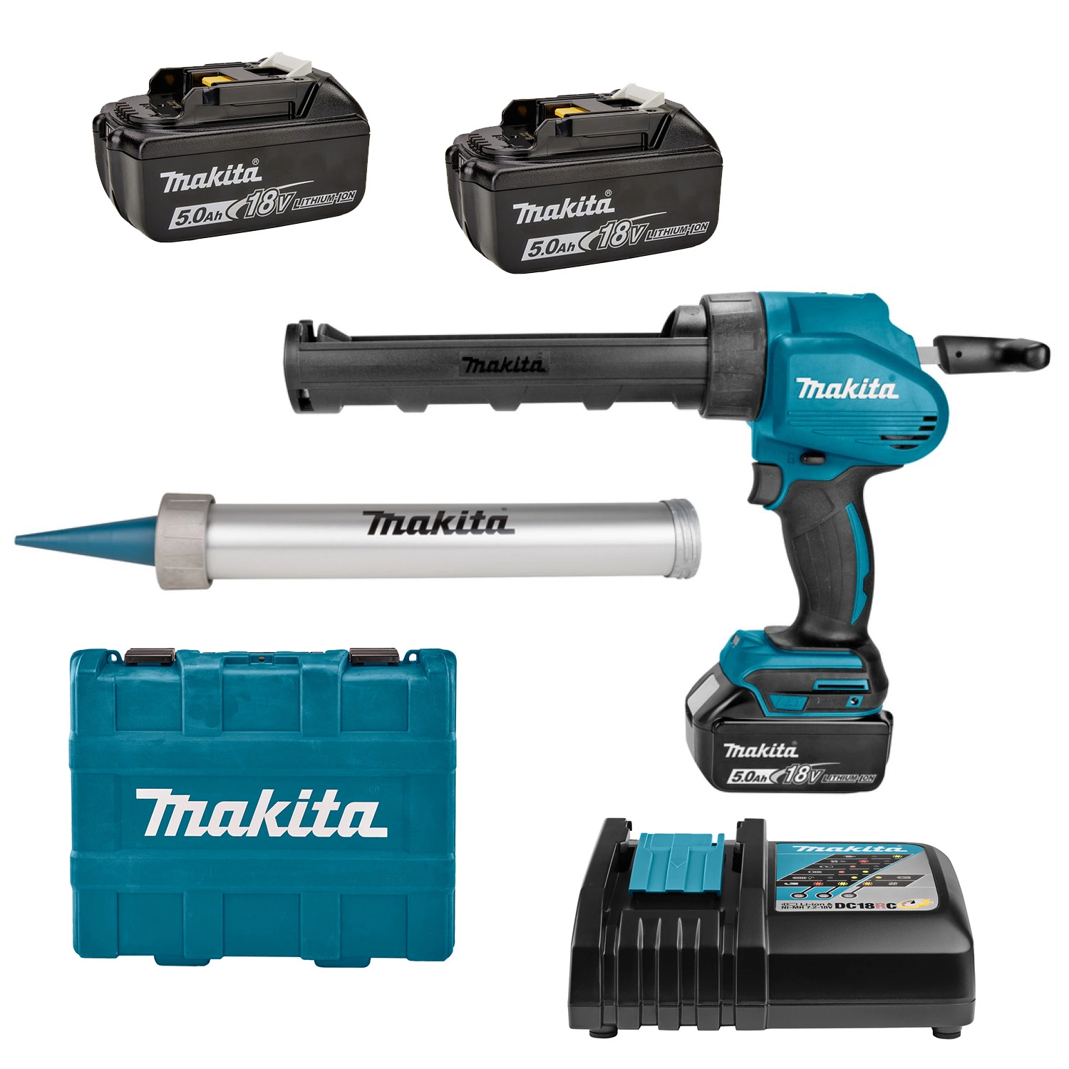 Makita DCG180RTEX Pistolet à colle sans-fil - 18V Li-ion - Batterie (2x 5,0 Ah) - Coffret & support cartouche inclus-image