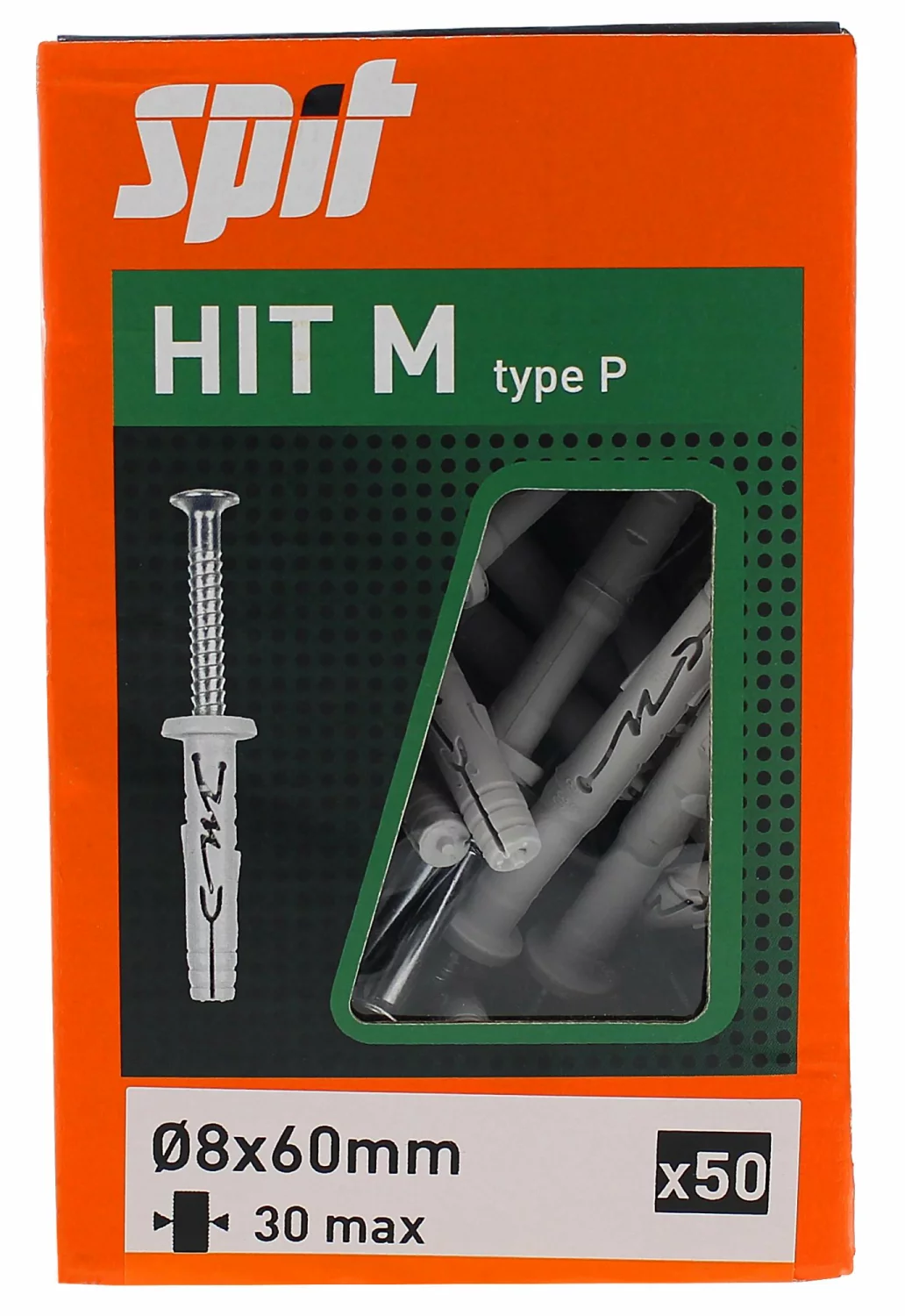 Spit 060091 Slagplug Hit M met kraag - 8 x 60mm - PZ2 (50st)-image