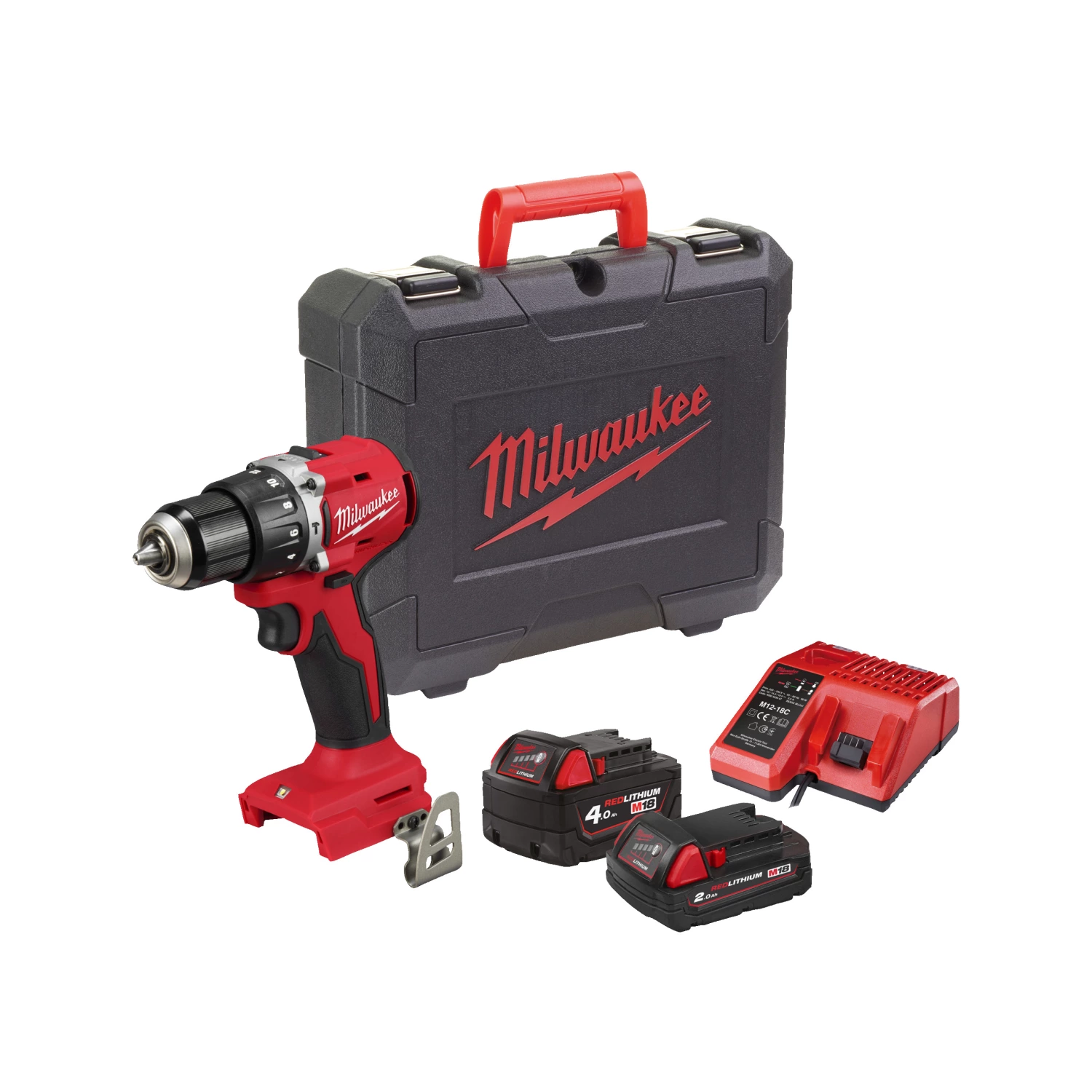 Milwaukee M18 BLPDRC-422C 18V Li-ion accu klopboor- /schroefmachine set (1x 4.0Ah + 2.0Ah accu) in koffer-image