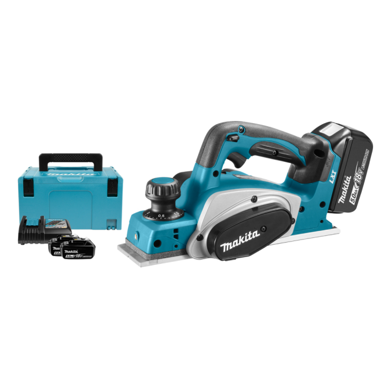 Makita DKP180RTJ 18V Li-Ion Accu schaafmachine set (2x 5.0Ah accu) in Mbox - 82mm - 2mm-image