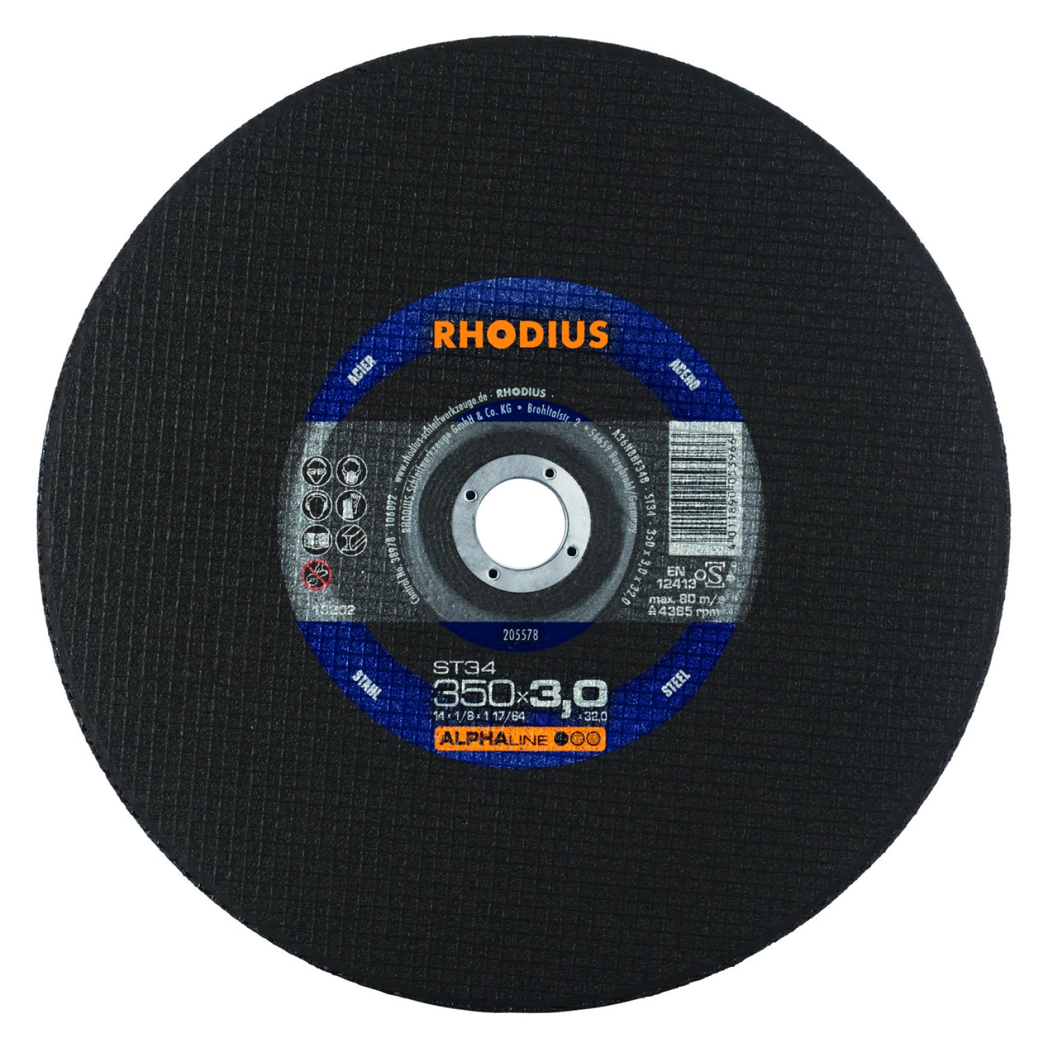 Rhodius 201514 ST34 - Disque de tronçonnage pour machines stationnaires - 350 x 3,0 x 25,40 - 350 mm-image