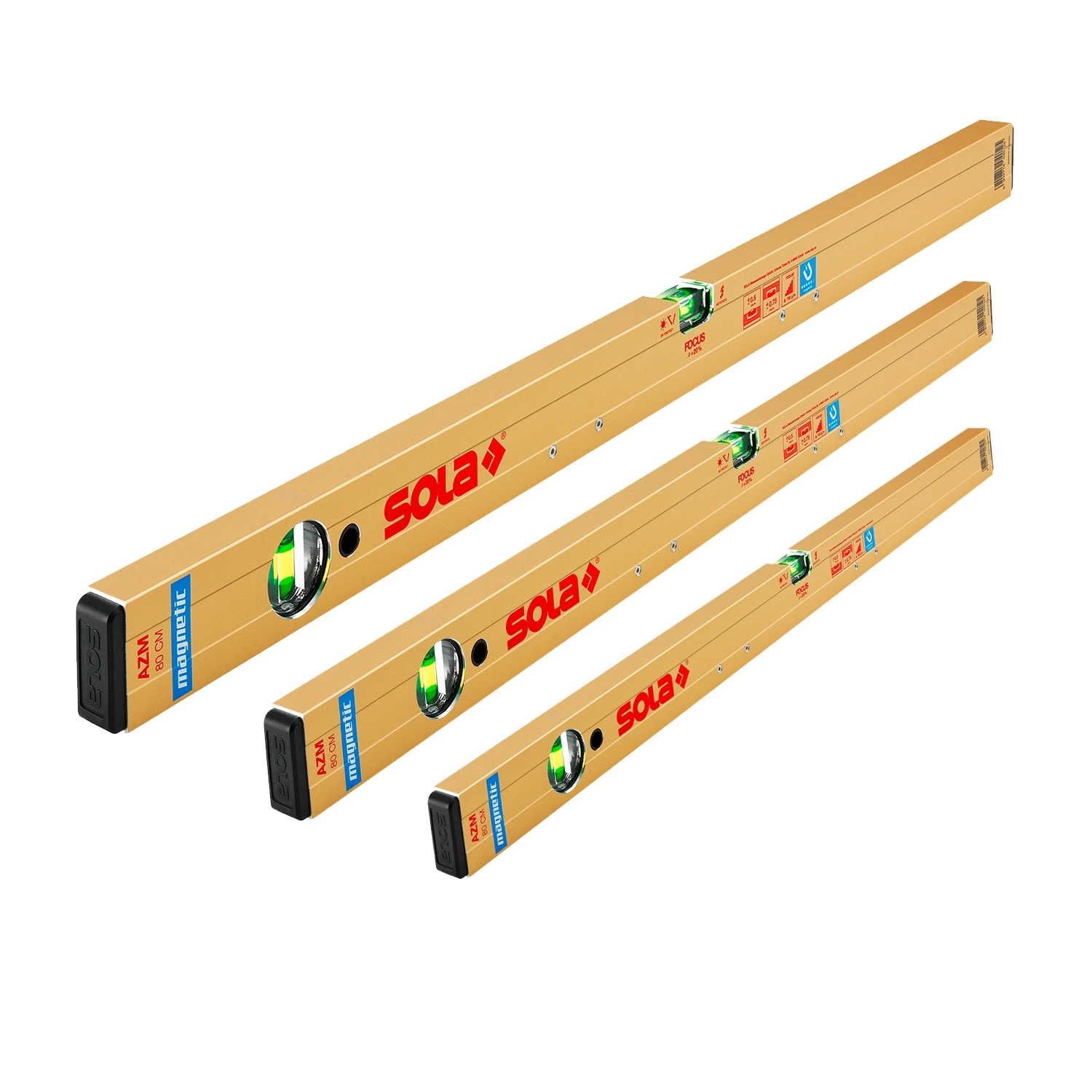 Sola AZM Niveau à bulle Triple Set Combo - magnétique - 300 / 600 / 1000 mm-image