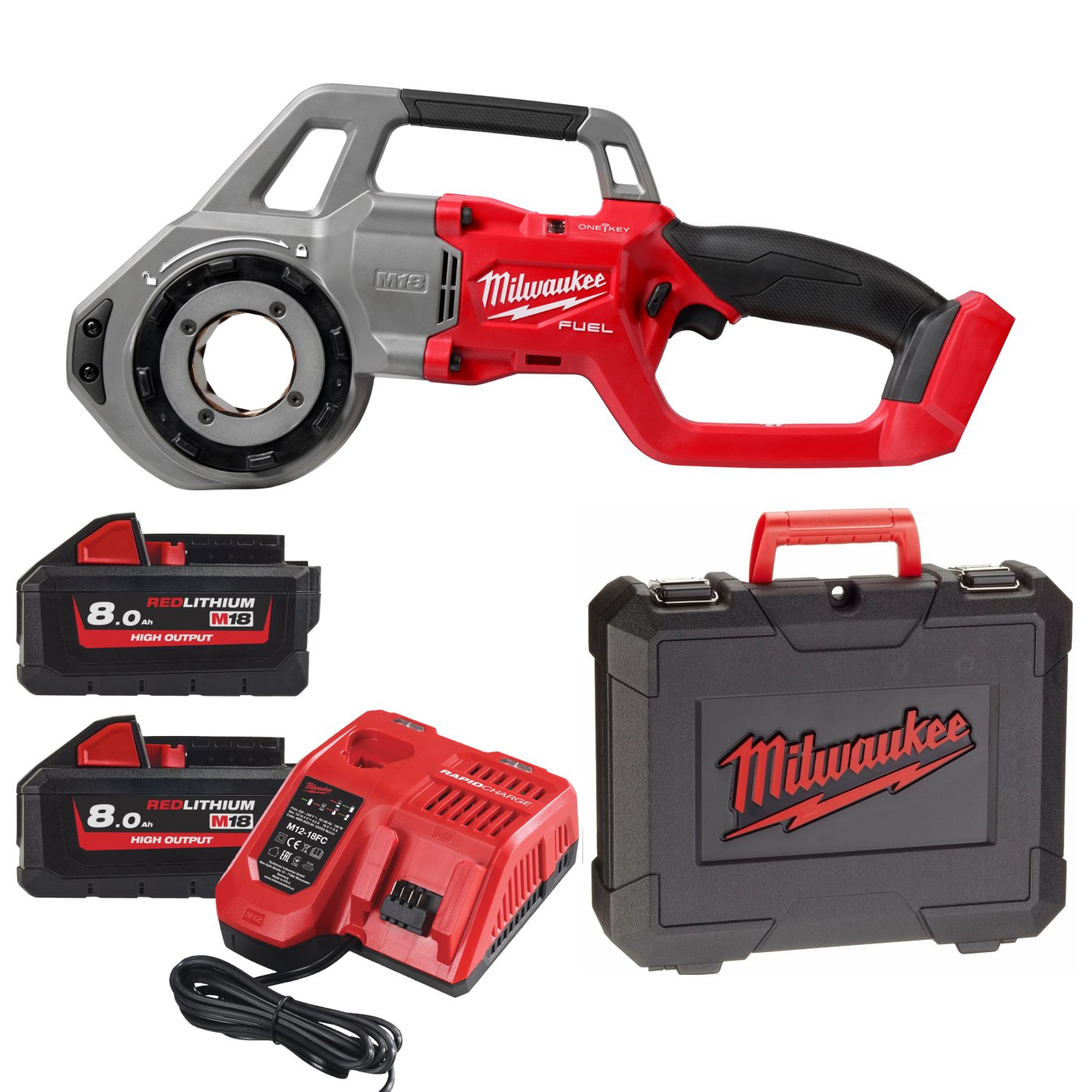 Milwaukee M18 FPT114-802C 18V Li-ion kit de Filetage (2x batterie 8.0Ah) en coffret - 1/8" à 1 1/4"-image