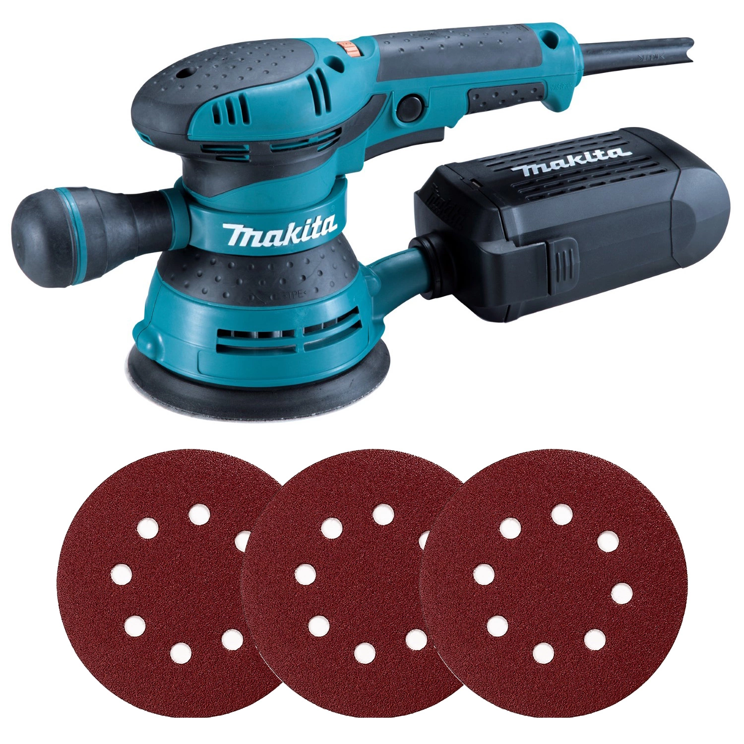 Makita BO5401 Excentrische schuurmachine -125mm incl. 3-delige schuurschijven set (K80-K120-K180)-image